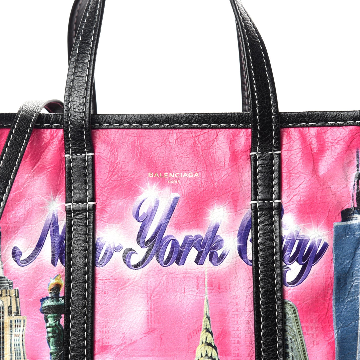 Agneau Arena NYC S Bazar Shopper Tote Rose Black Gris Rouge