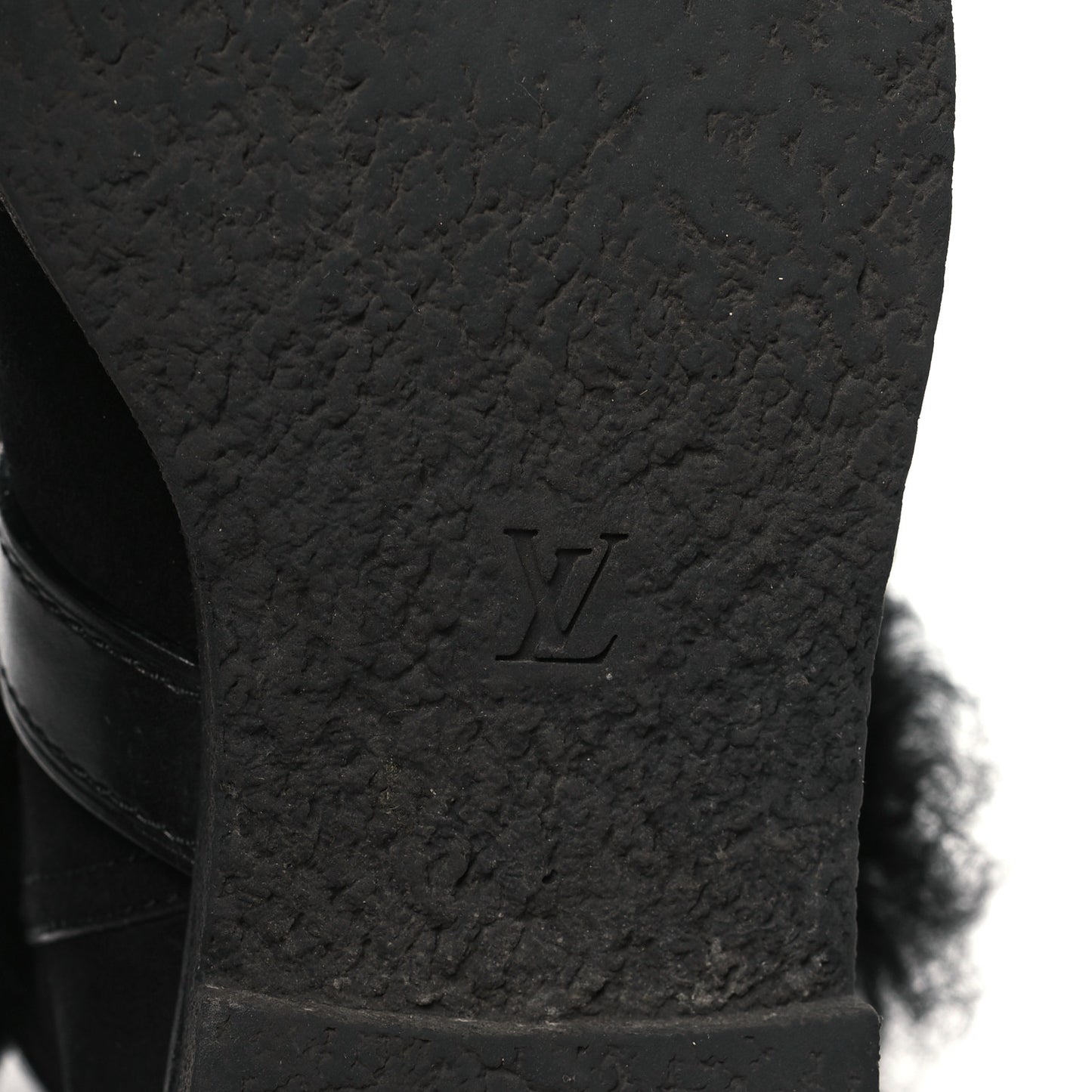Suede Calfskin Fur Strap Boot 36 Black
