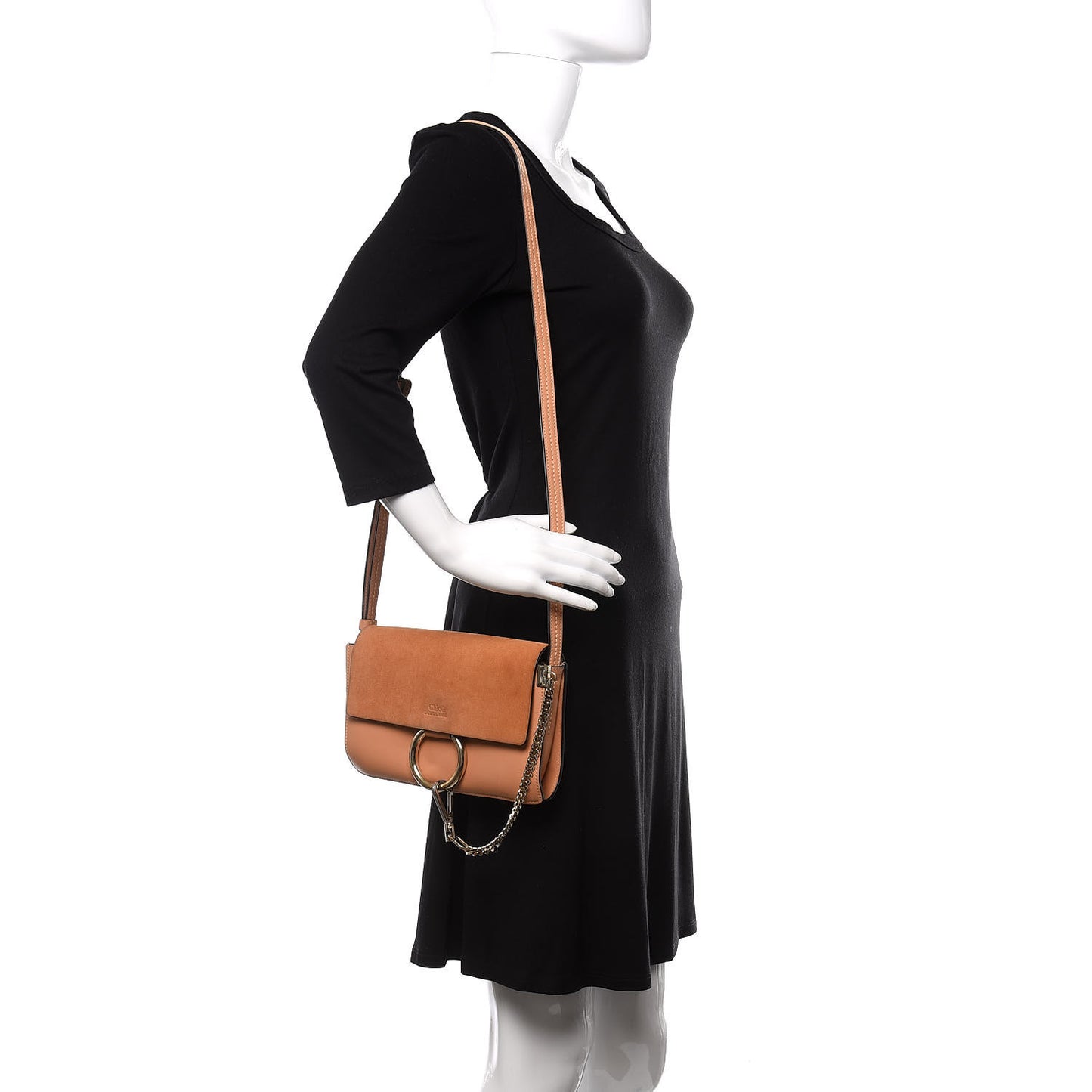 Suede Calfskin Small Faye Shoulder Bag Blushy Pink