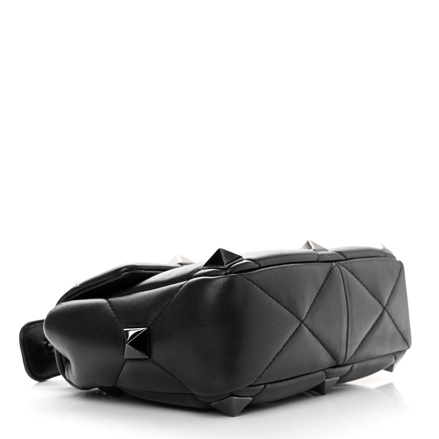 Nappa Monochrome Medium Roman Stud Shoulder Bag Black