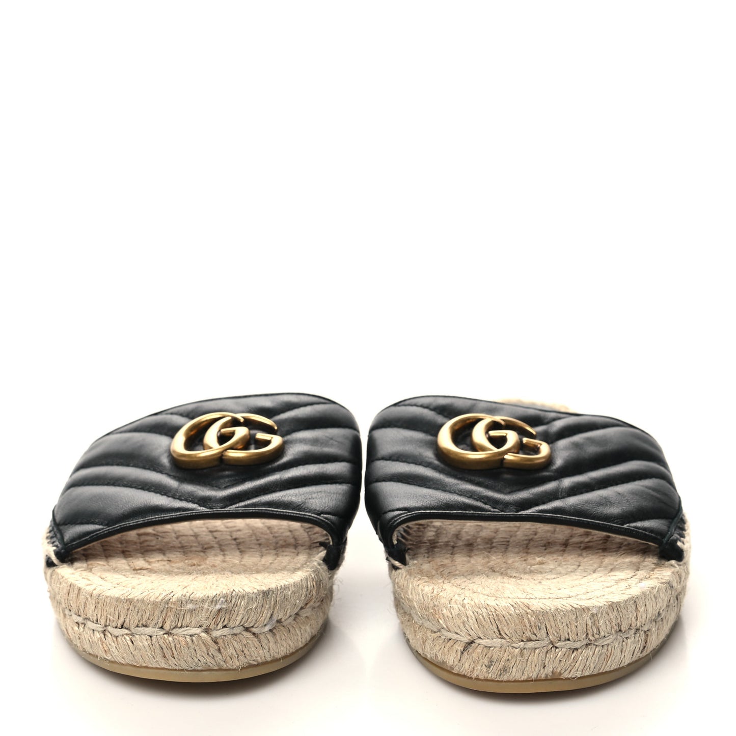 Nappa Matelasse GG Marmont Espadrille Slide Sandals 39.5 Black