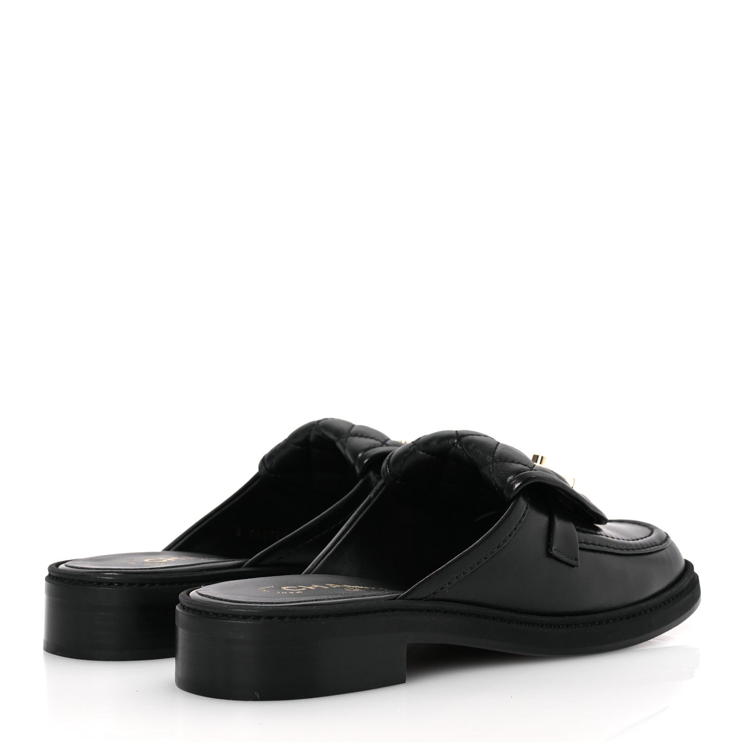 Lambskin Quilted CC Turnlock Mules 39.5 Black