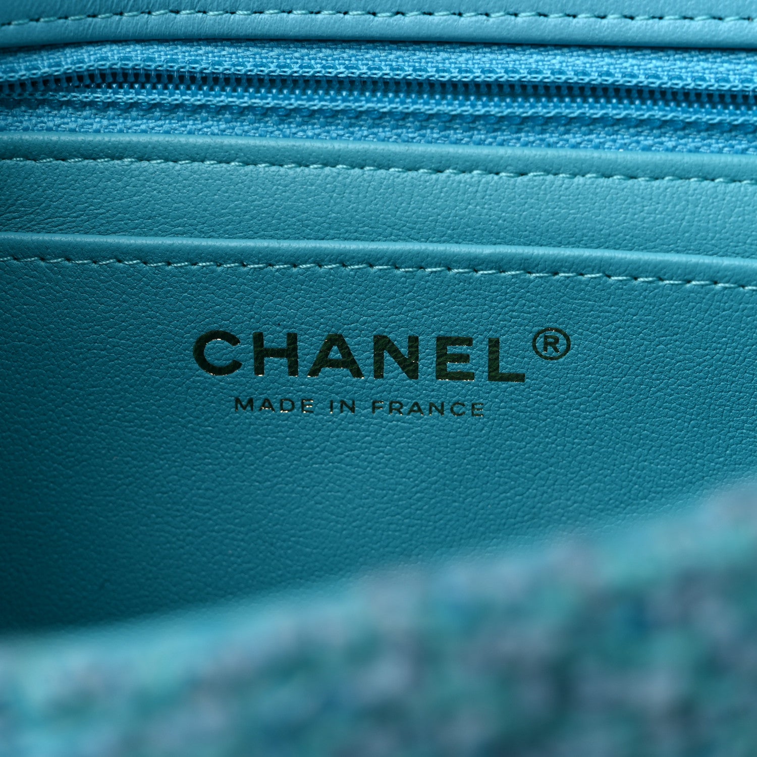 Chanel Wool Tweed Quilted Mini Rectangular Flap Turquoise Light Blue 6 of 10