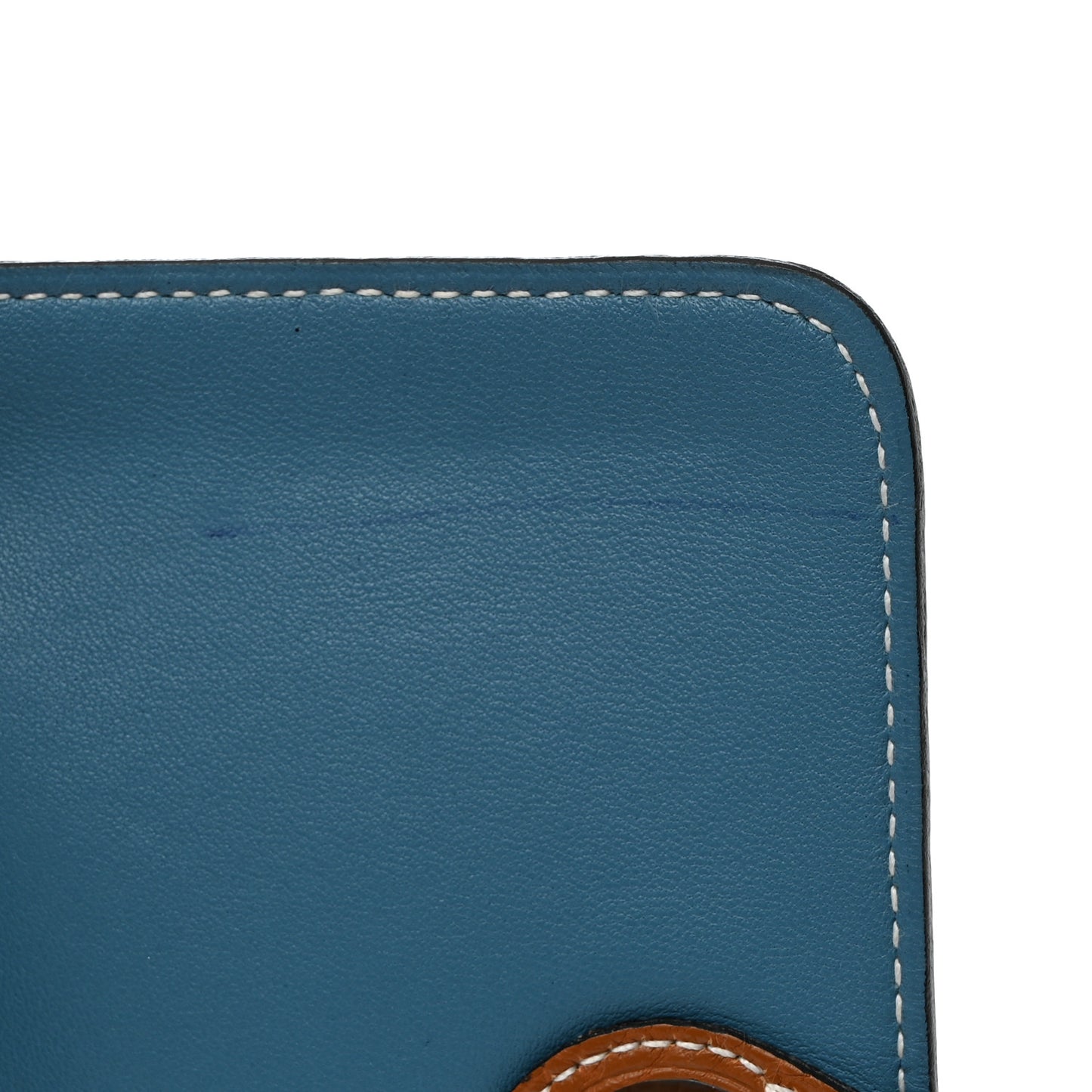 Togo Verso Dogon Compact Wallet Blue Jean Gold