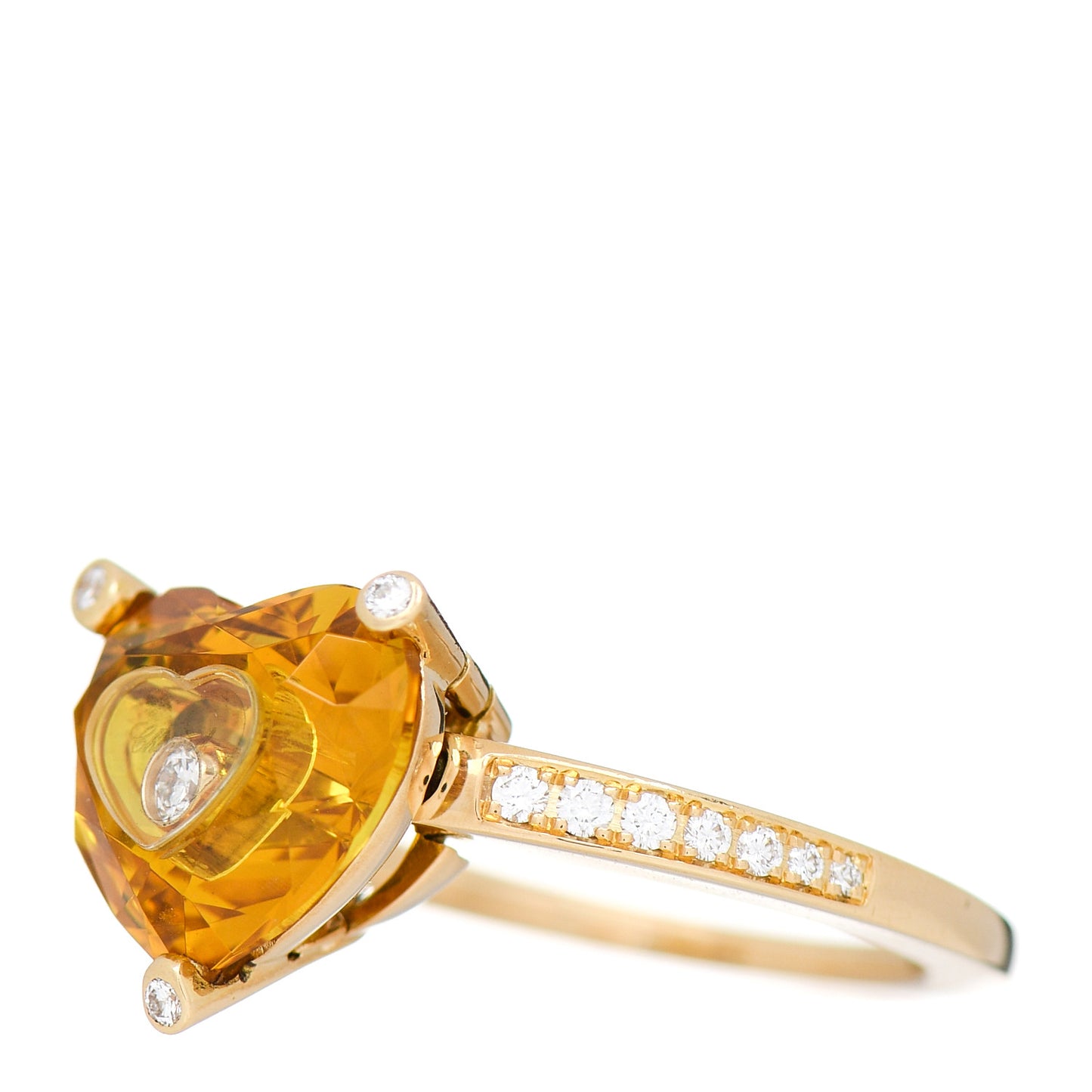 18K Yellow Gold Diamond Yellow Sapphire So Happy Ring 53 6.25