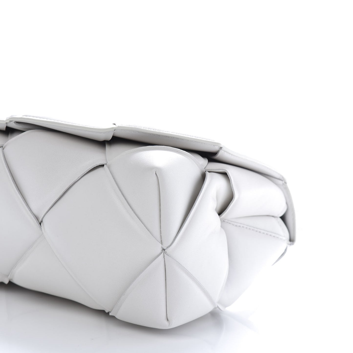 Nappa Intreccio Padded Top Handle Shoulder Bag White