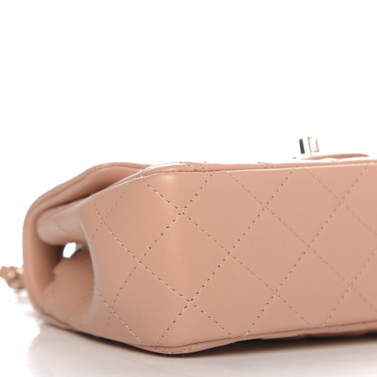 Lambskin Quilted Mini Rectangular Flap Beige
