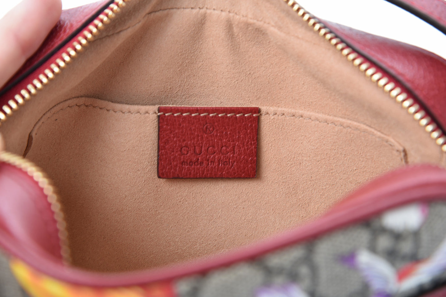 GG Supreme Monogram Flora Web Mini Ophidia Shoulder Bag Red