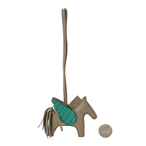 Milo Lambskin Matte Alligator Touch Grigri Rodeo Pegase Horse Bag Charm PM Beige Marfa Vert Jade