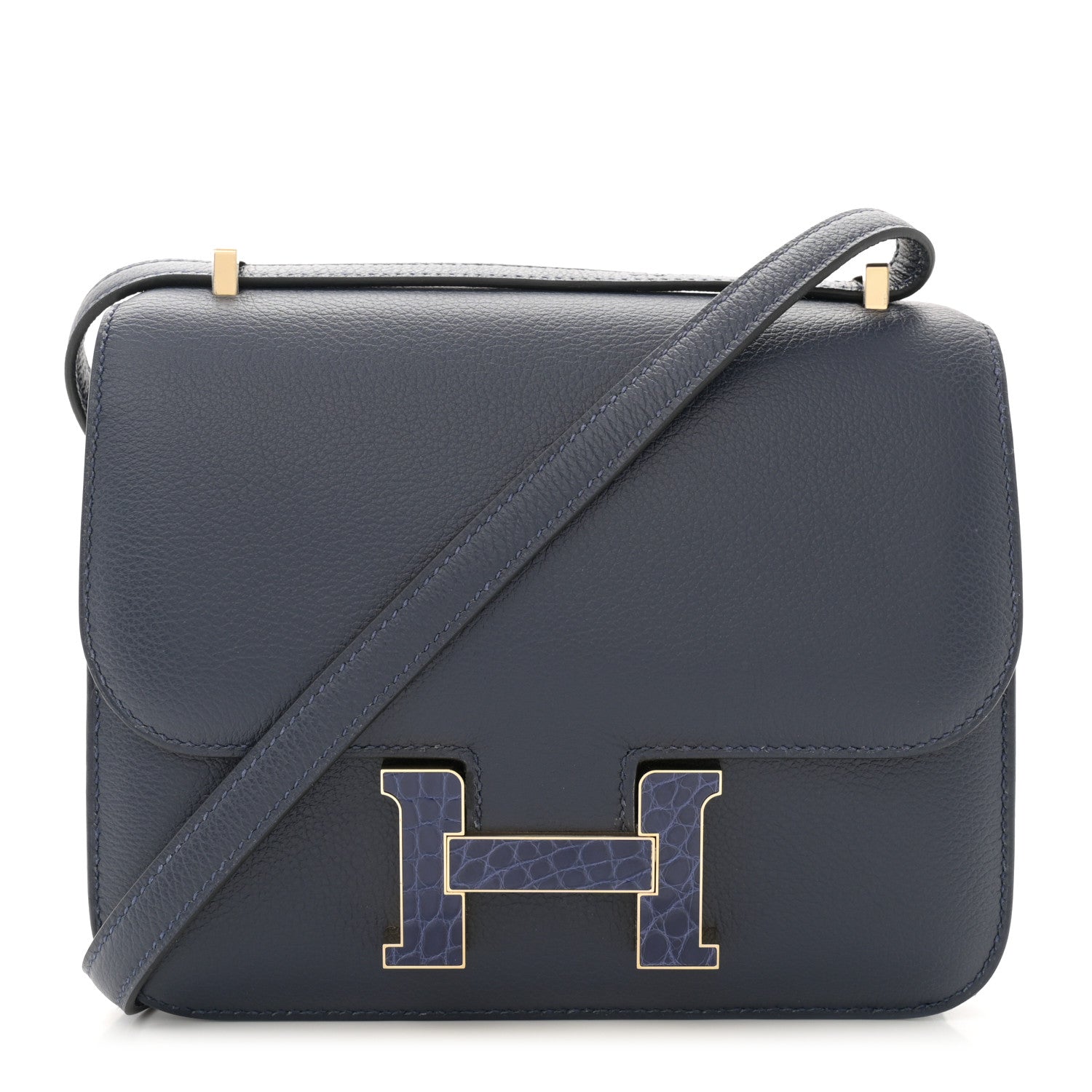 Hermes Evercolor Shiny Alligator Constance 18 Bleu Nuit 1 of 11