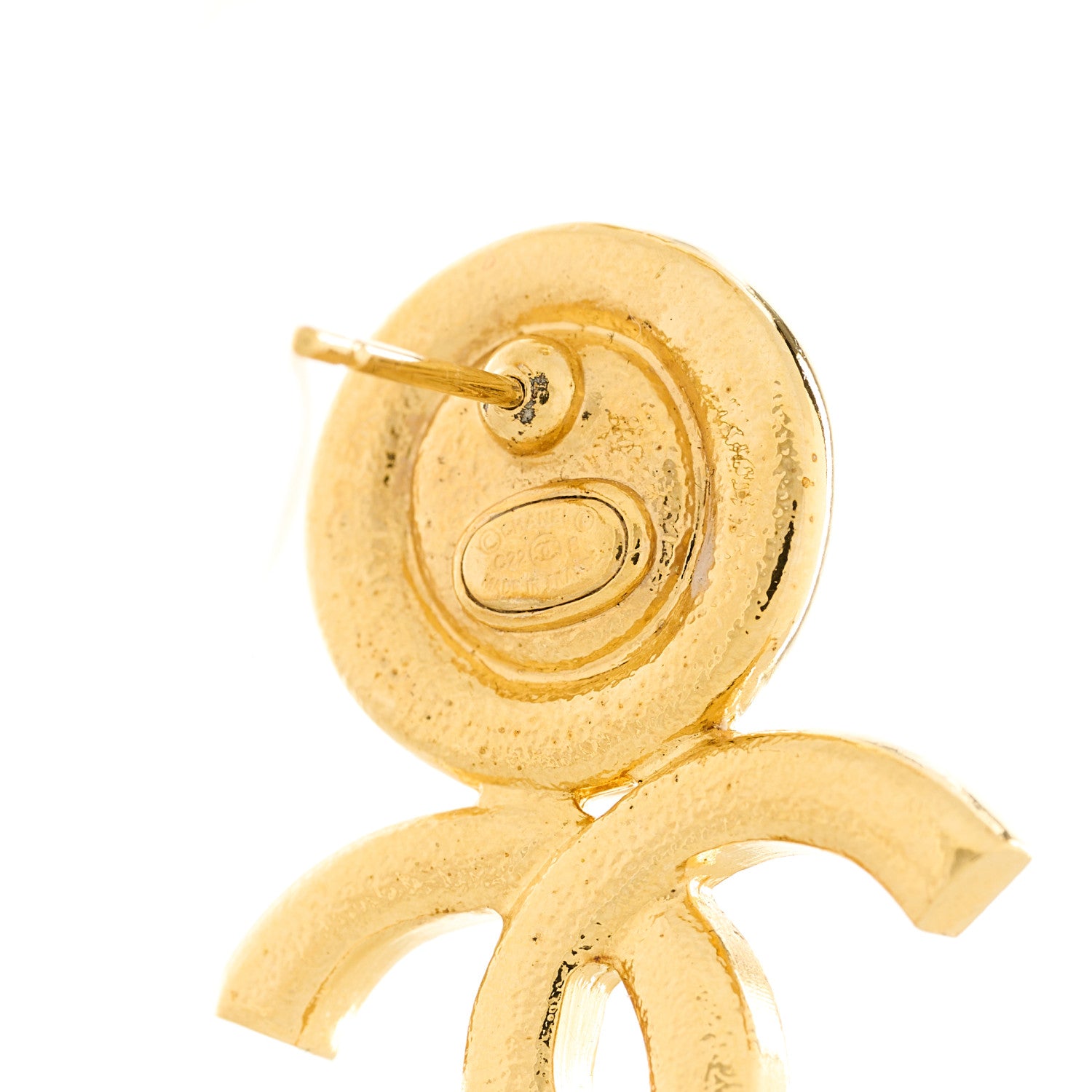 Chanel Pearl Resin CC Drop Earrings Gold Black 4 of 5