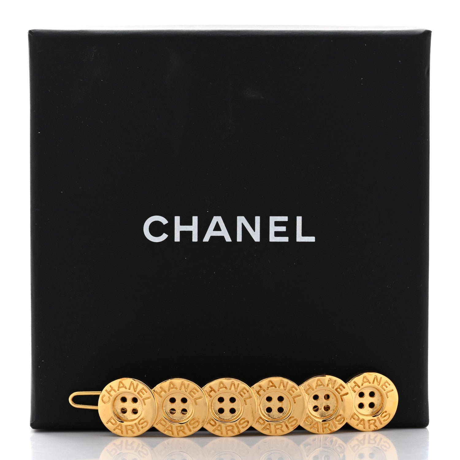 Chanel Button Paris CC Hair Clip Barrette Gold 4 of 4