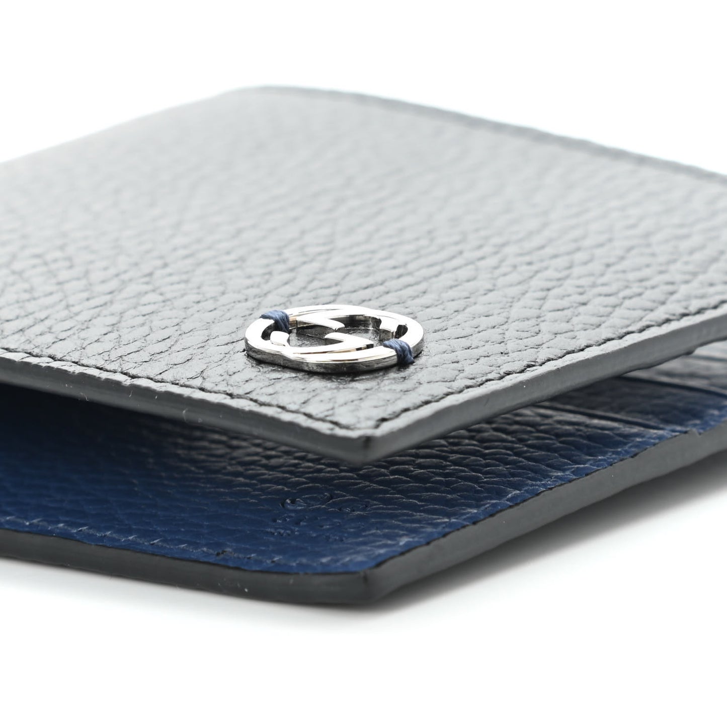 Dollar Calfskin Bi-Color Interlocking G Bi-Fold Wallet Black Caspian