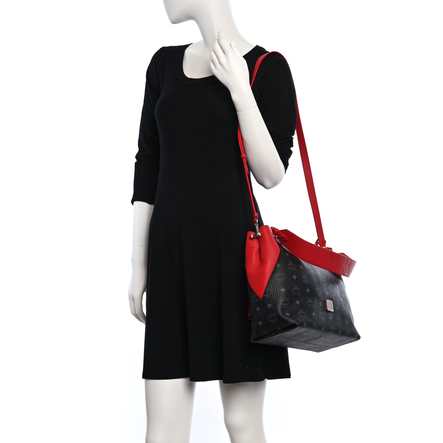 MCM Visetos Medium Klara Hobo Red Black 3 of 8