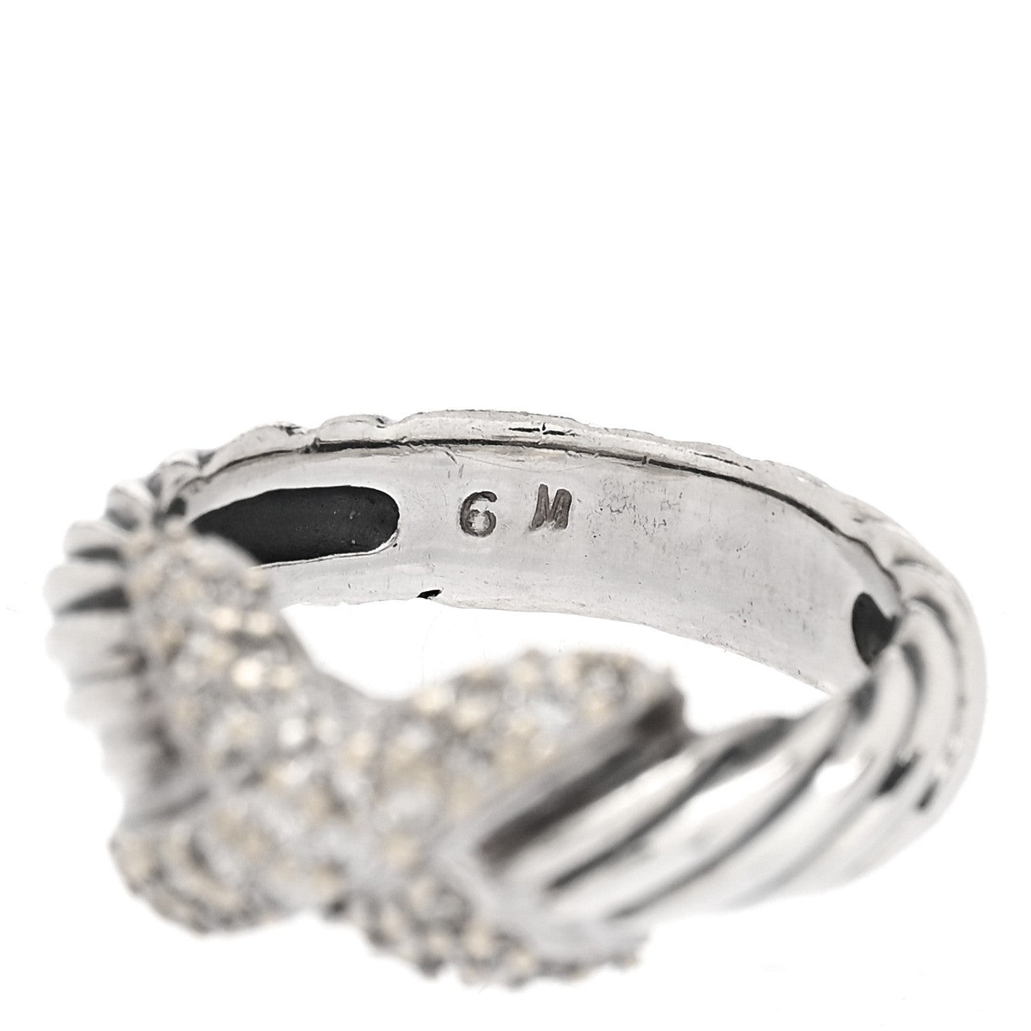 David Yurman Sterling Silver 18K Yellow Gold Diamond X Ring 52 6 4 of 6