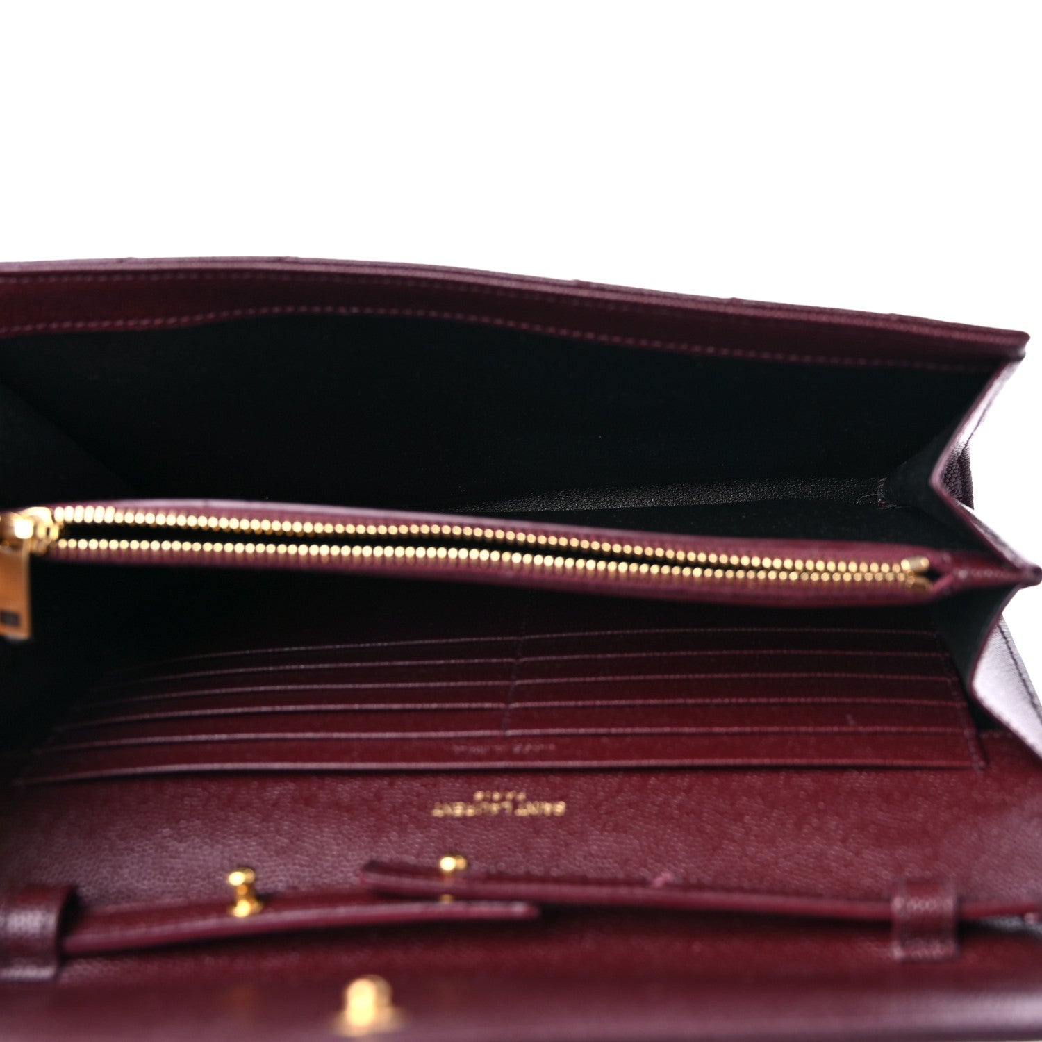 Saint Laurent Grain De Poudre Matelasse Chevron Monogram Chain Wallet Rouge Legion 5 of 9