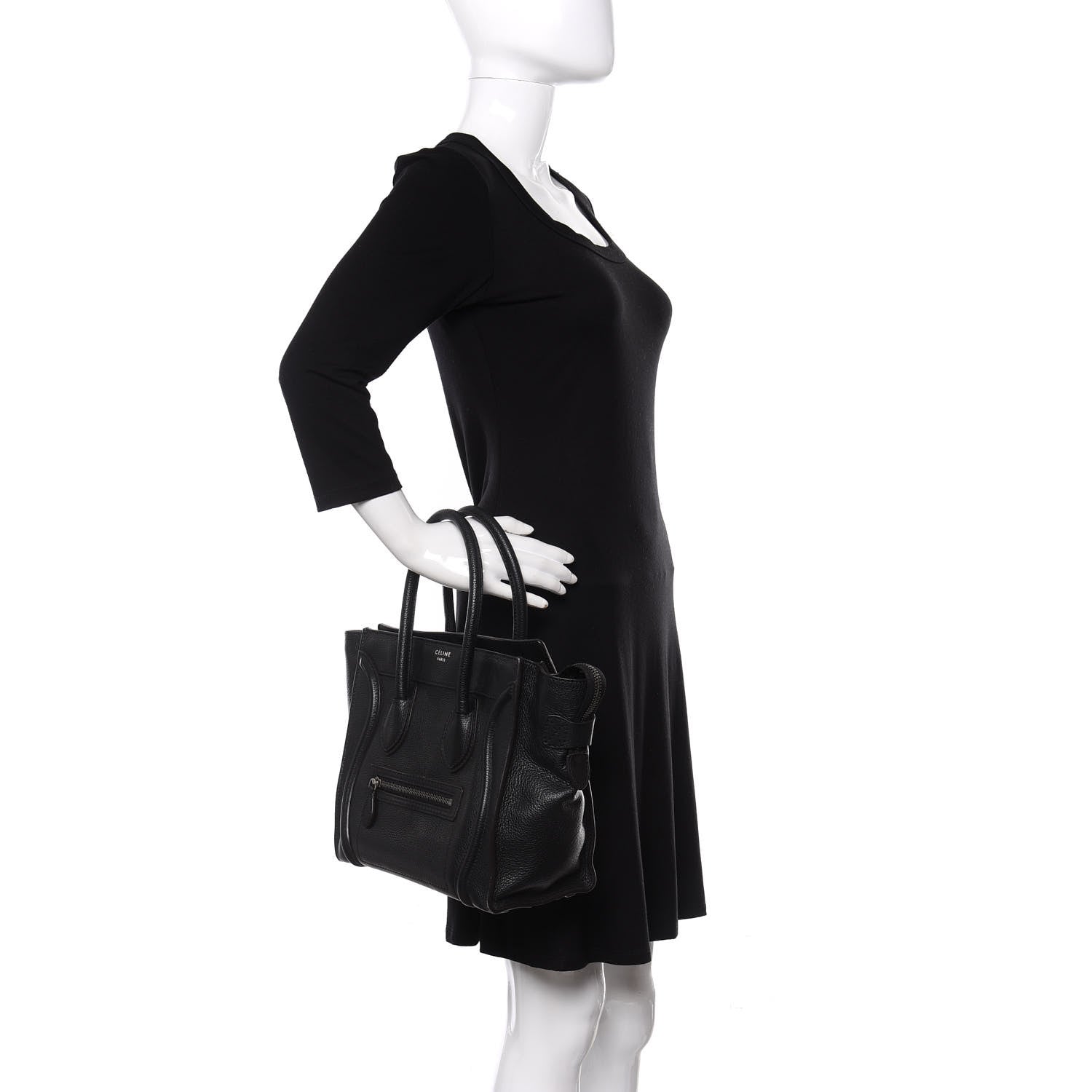 Celine Drummed Calfskin Micro Luggage Black 2 of 17