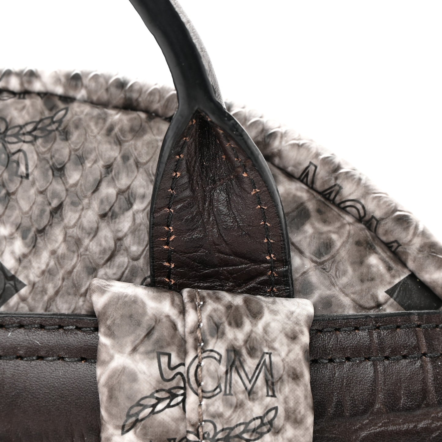 Visetos Snakeskin Printed Studded Small Stark Backpack Light Grey