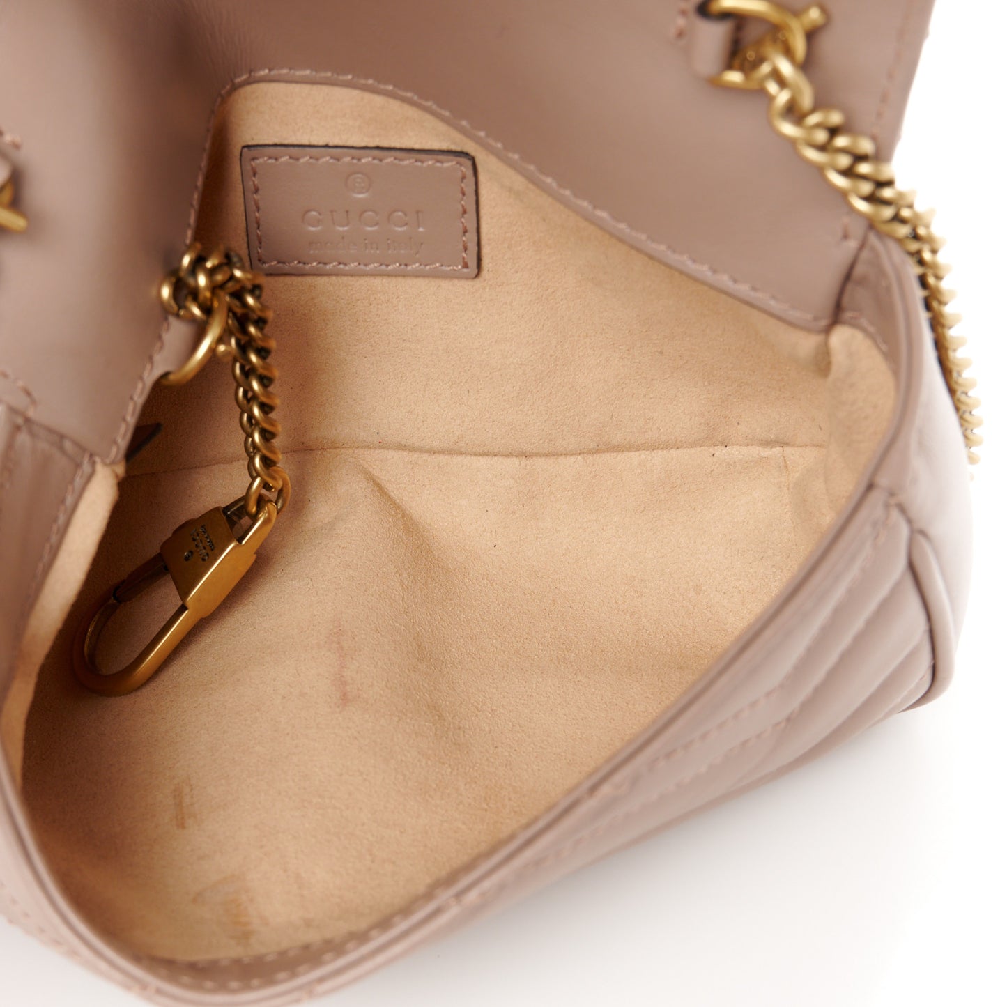 Calfskin Matelasse Super Mini GG Marmont Shoulder Bag Porcelain Rose