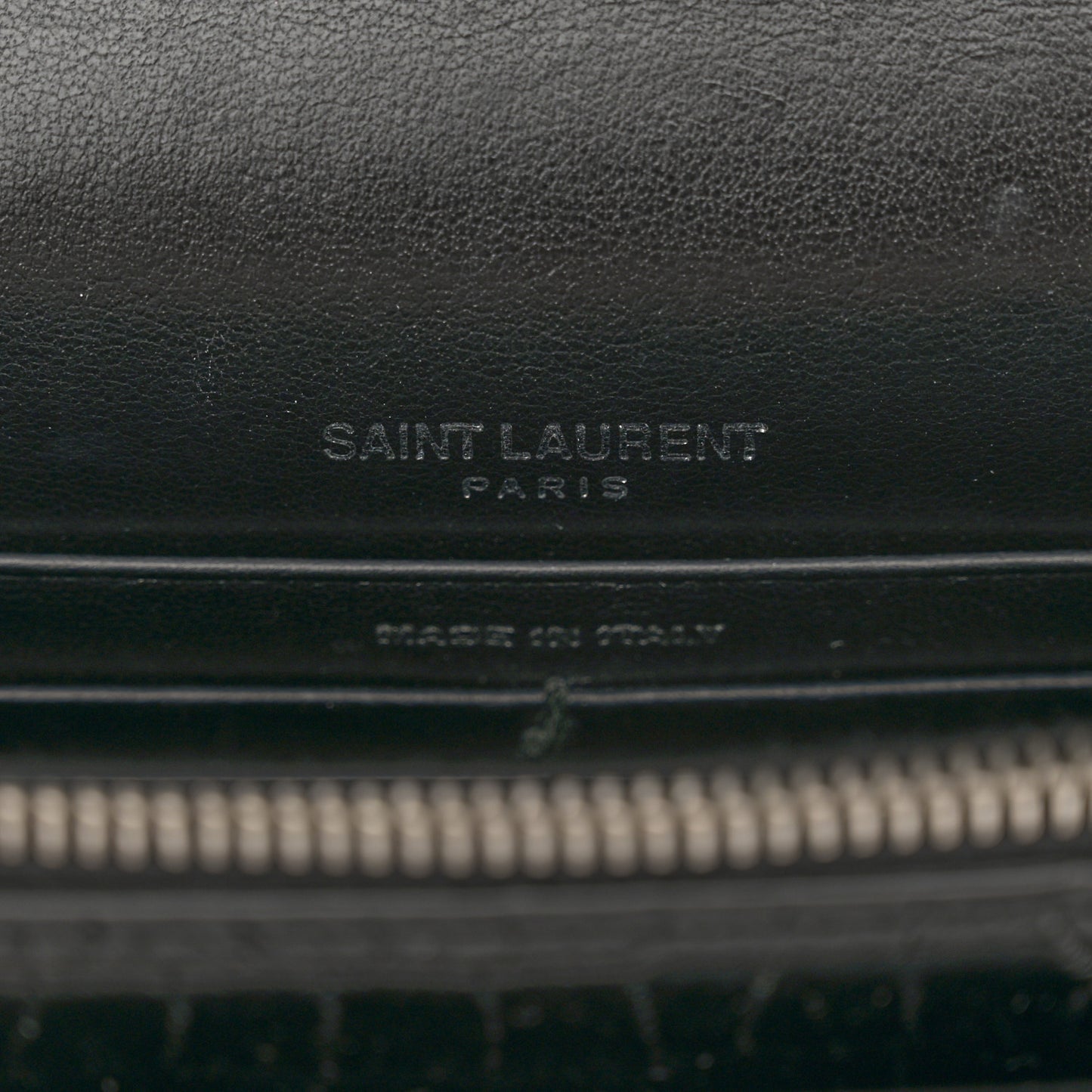 Calfskin Crocodile Embossed Monogram Sunset Chain Wallet Black