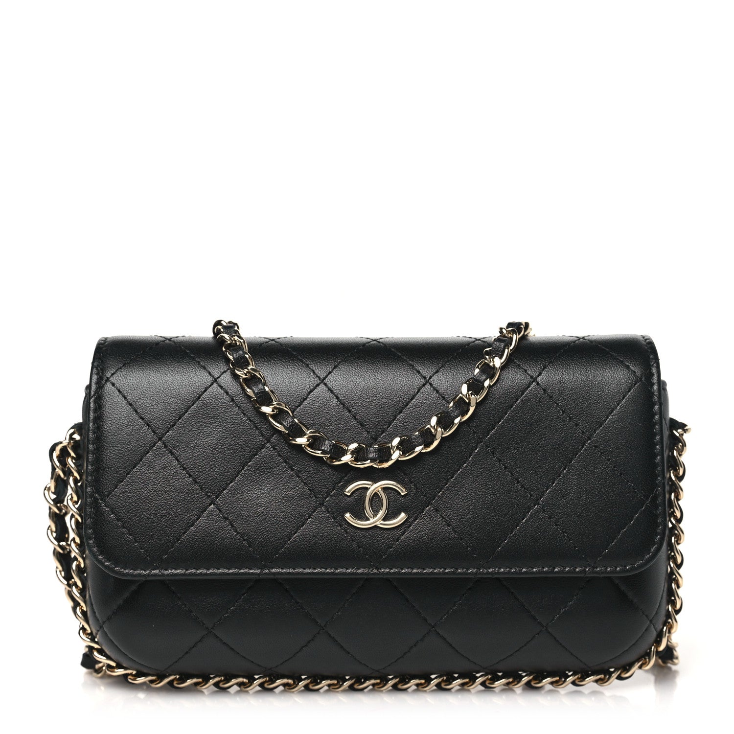 Chanel Lambskin Quilted Chain Around Clutch On Chain Black 1 of 10