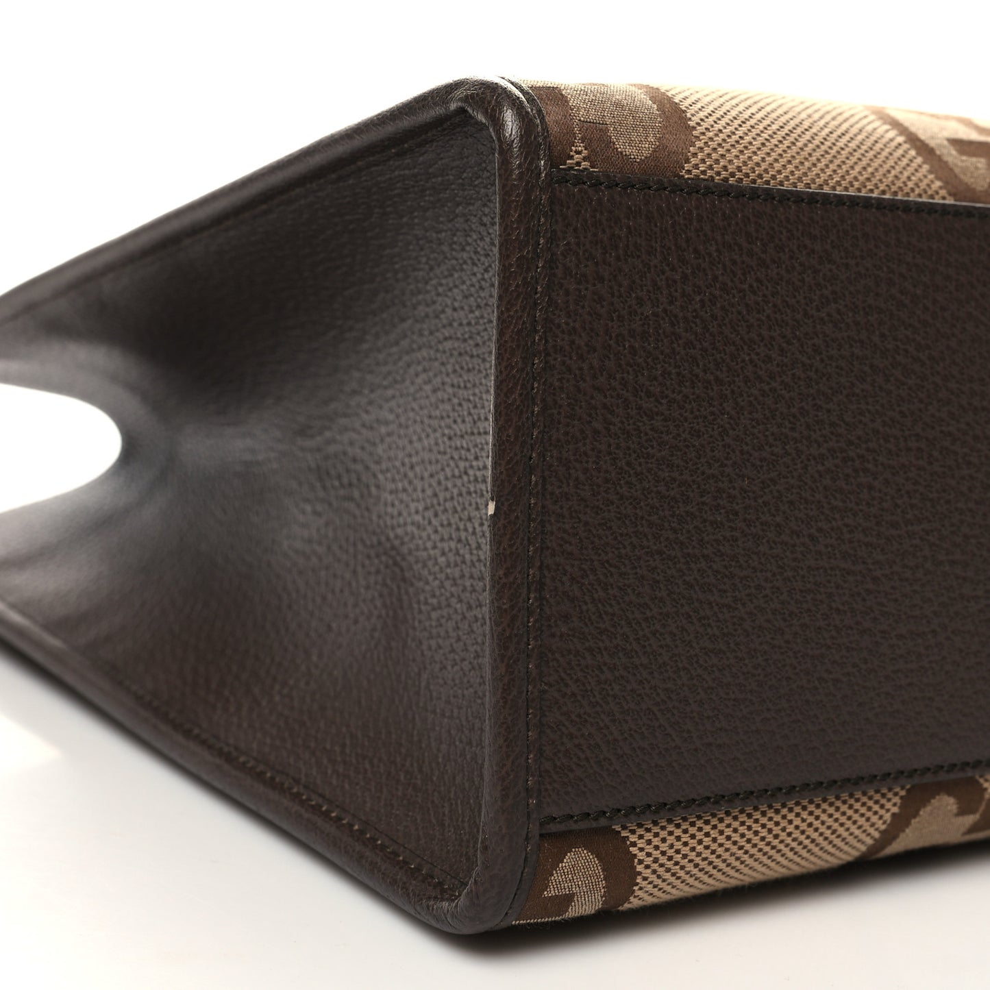 Monogram Jumbo GG Textured Dollar Calfskin Web Tote Bag Camel Ebony New Acero