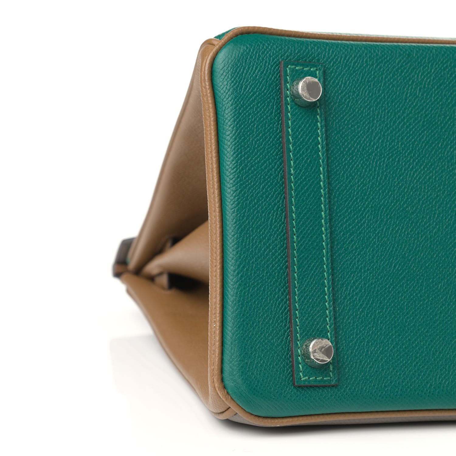 Hermes Epsom Horseshoe Birkin 30 Malachite Etain Caramel 9 of 10