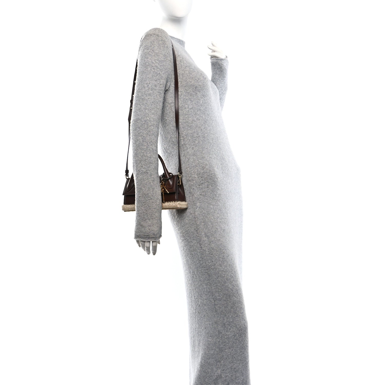 Jacquemus Calfskin Raffia Le Chiquito Long Cordao Brown 2 of 10