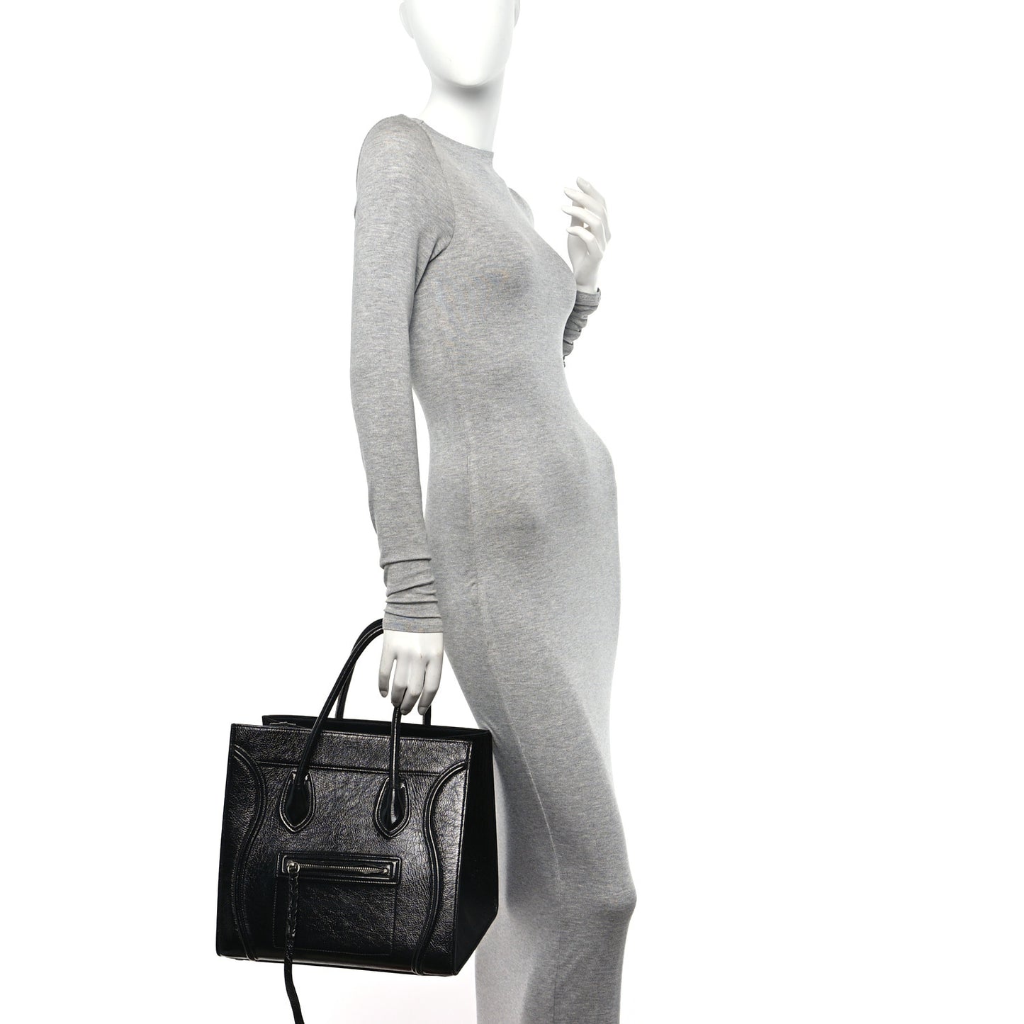 Shiny Goatskin Medium Phantom Luggage Black