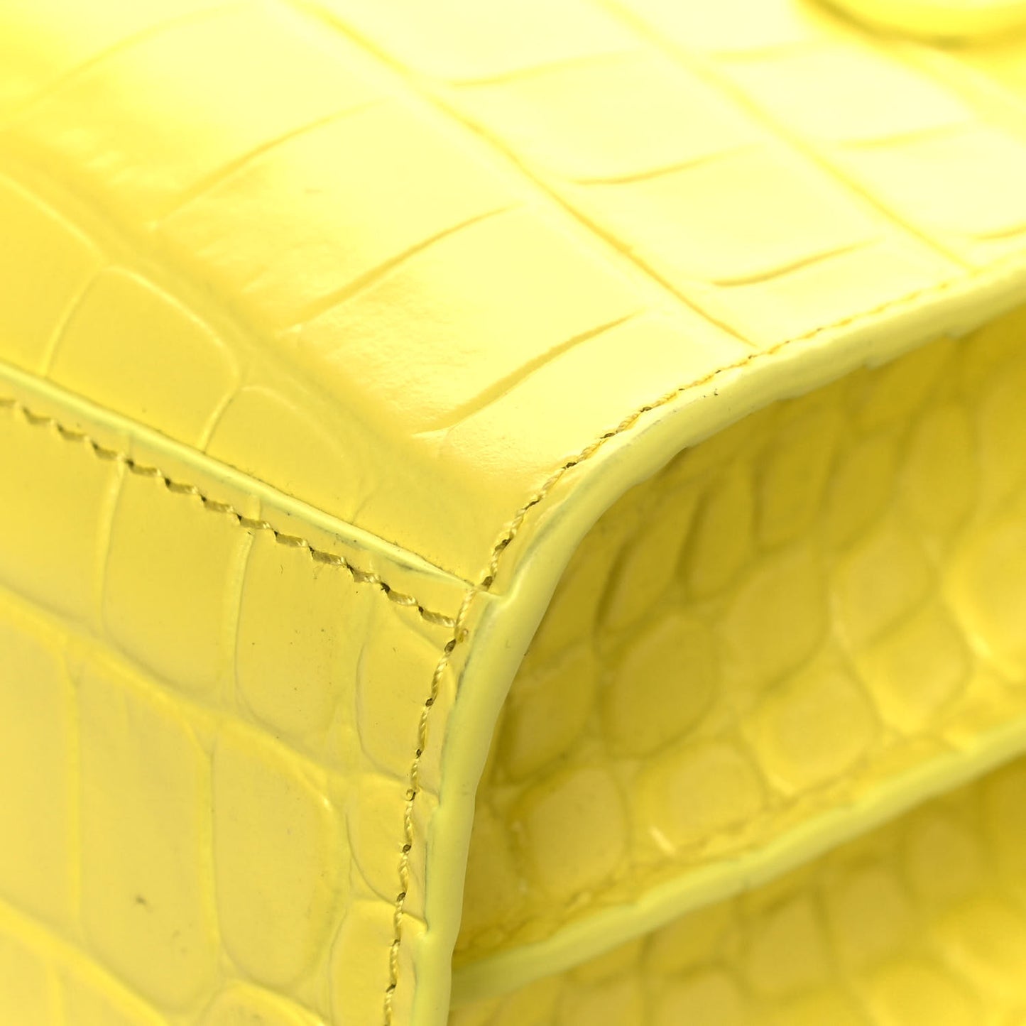 Calfskin Crocodile Embossed Neo Classic Hardware Nano City Crossbody Light Yellow