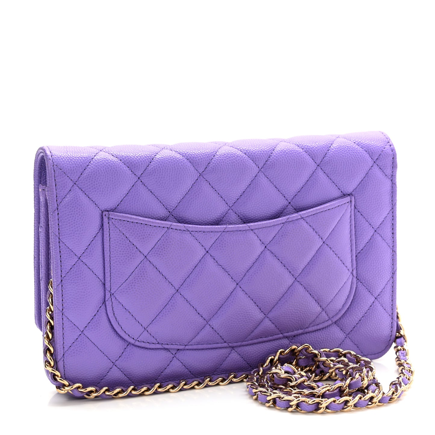 Caviar Quilted Wallet On Chain WOC Purple
