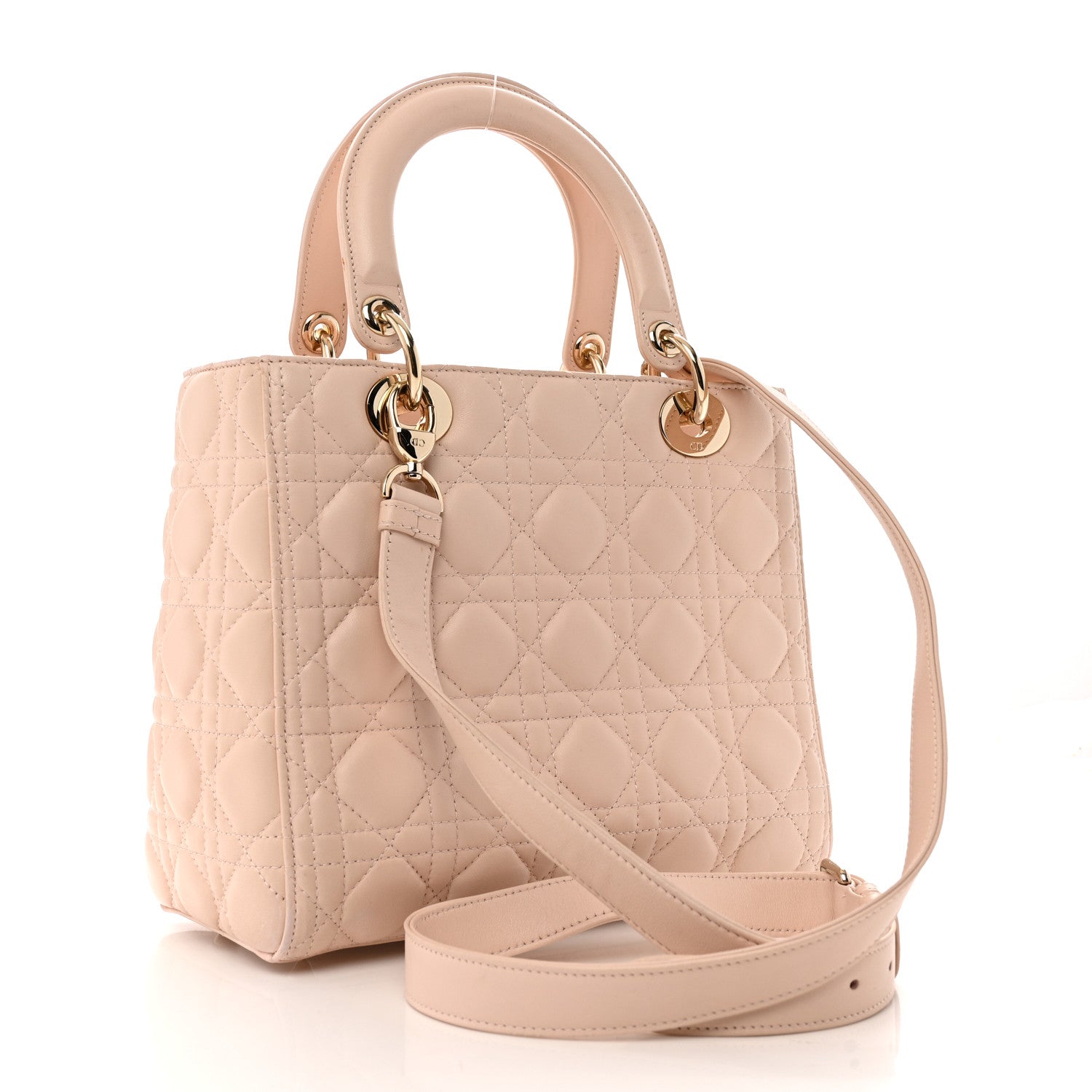 Christian Dior Lambskin Cannage Medium Lady Dior Light Pink 3 of 15