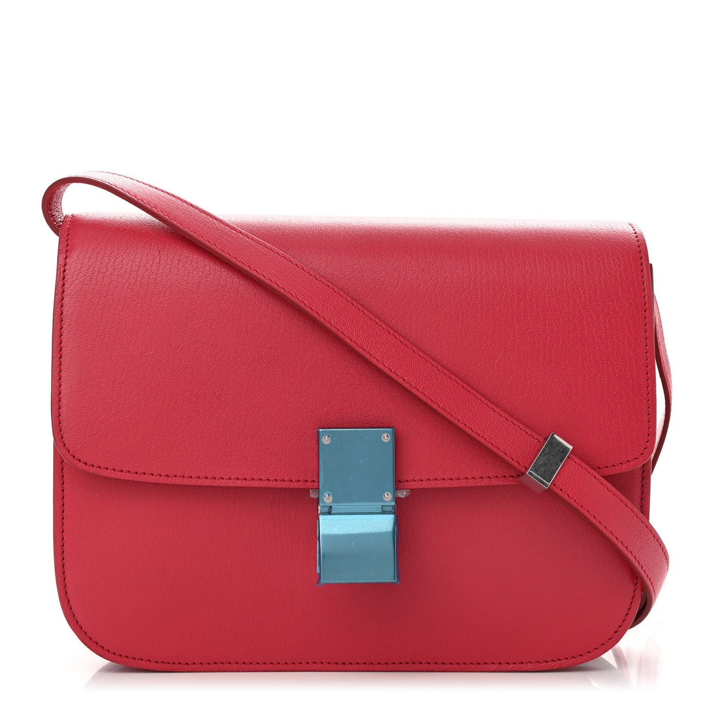 Goatskin Medium Classic Box Flap Bag Dark Pink