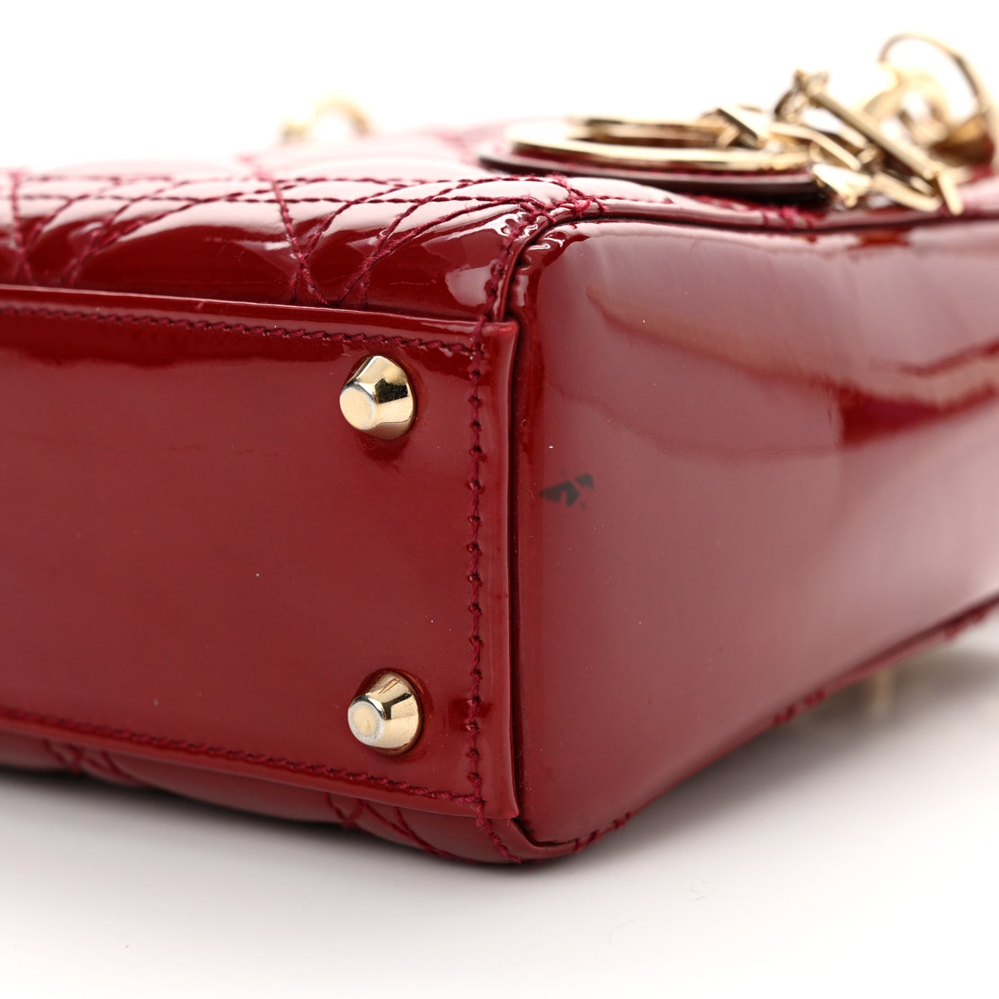 Patent Cannage Mini Lady Dior Red