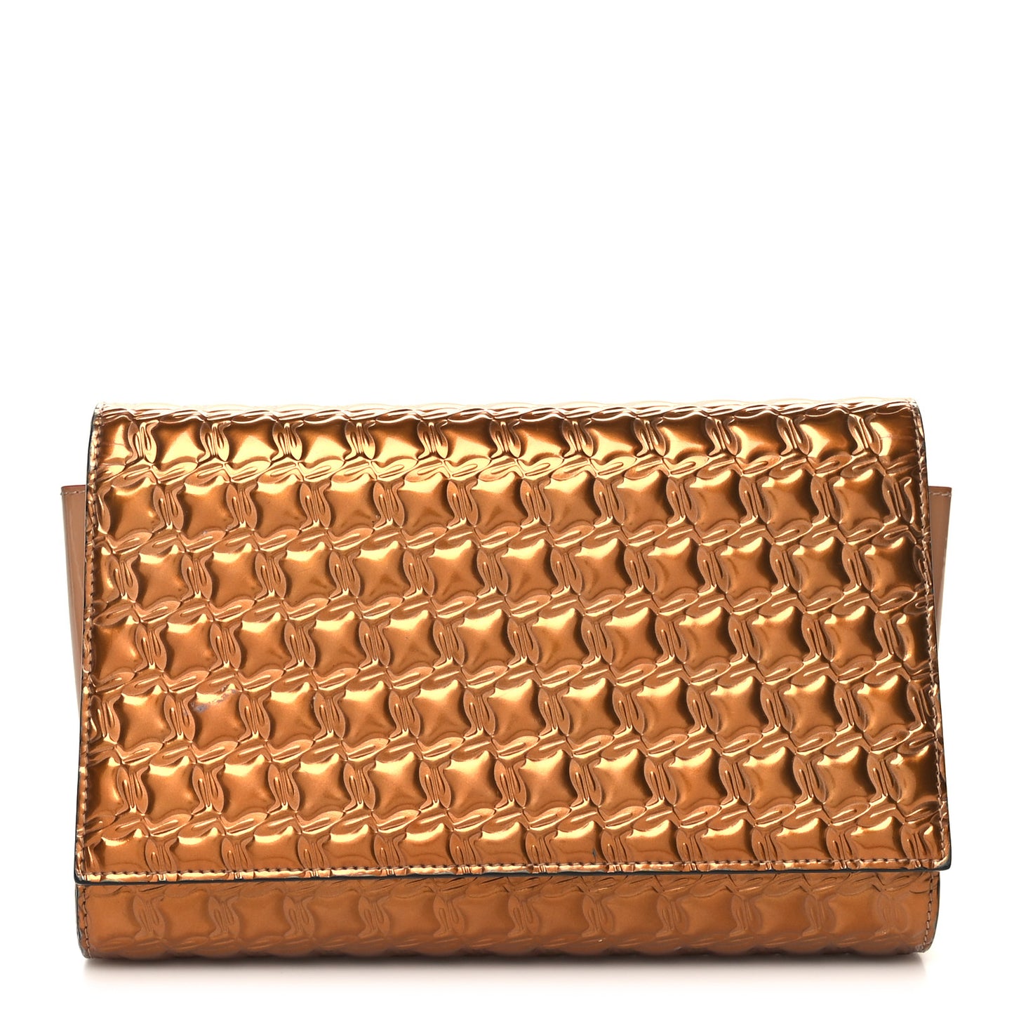 Metallic Houndstooth Embossed Paloma Clutch Gold