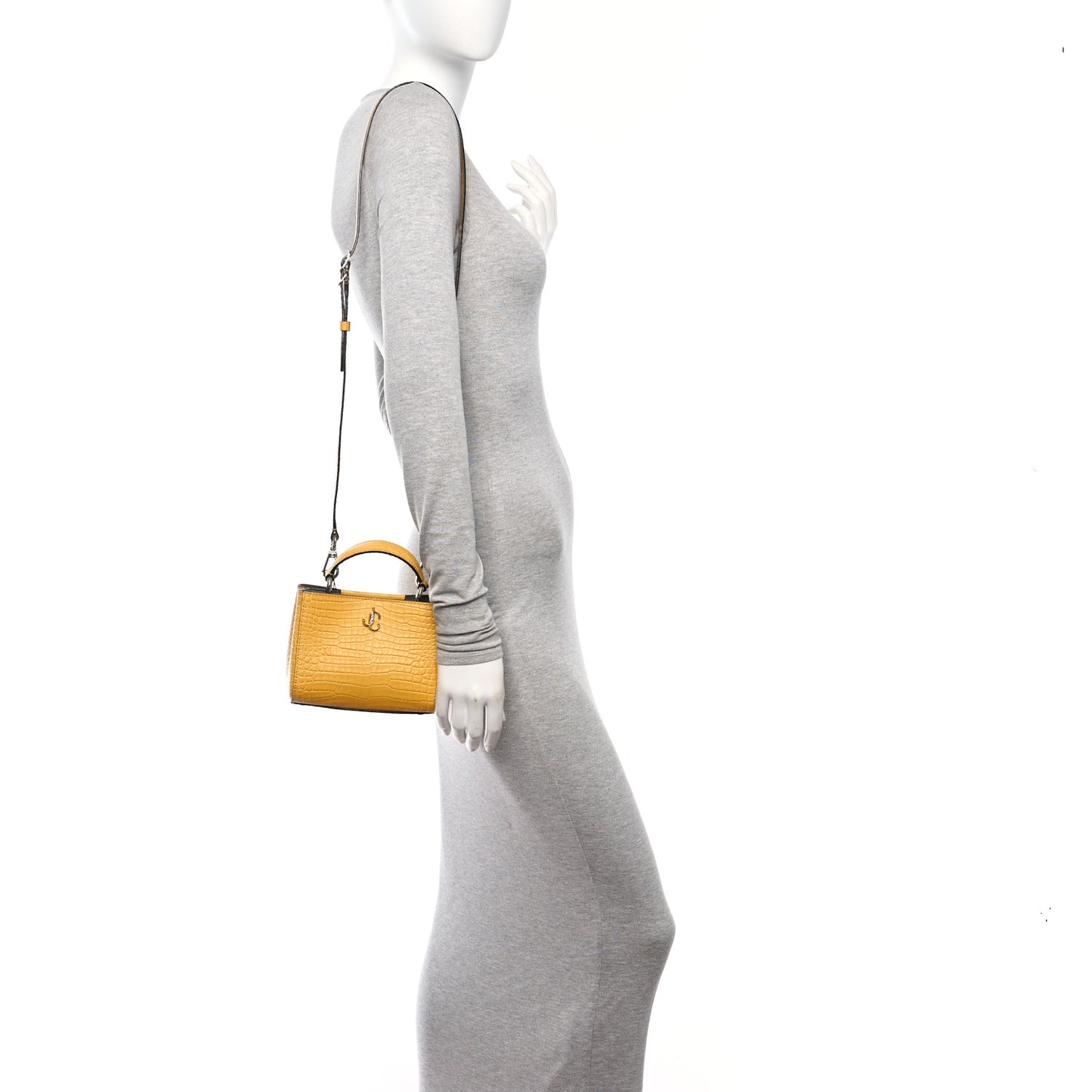 Calfskin Crocodile Embossed Mini Varenne Top Handle Yellow