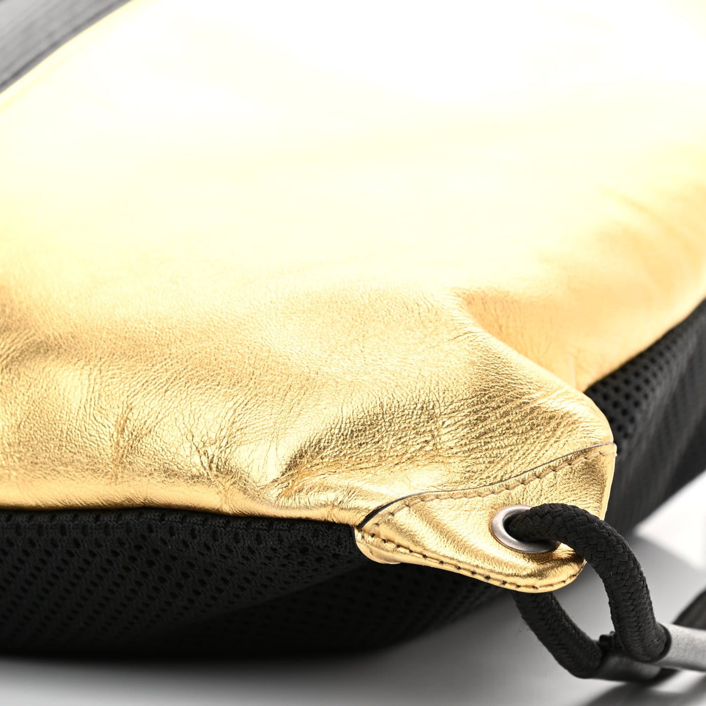 Calfskin MC3 Drawstring Backpack Bag Black Gold