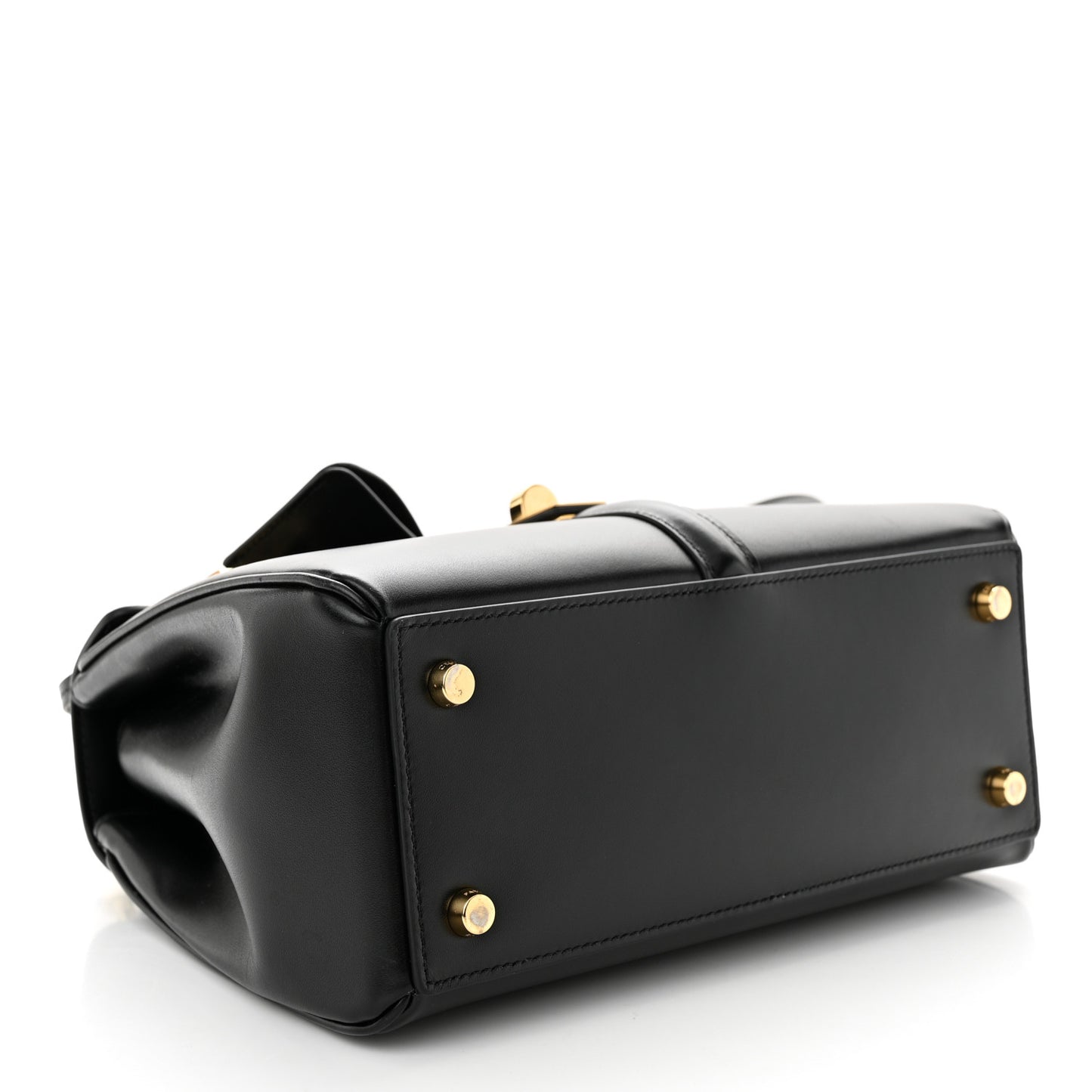 Satinated Calfskin Small 16 Top Handle Bag Black