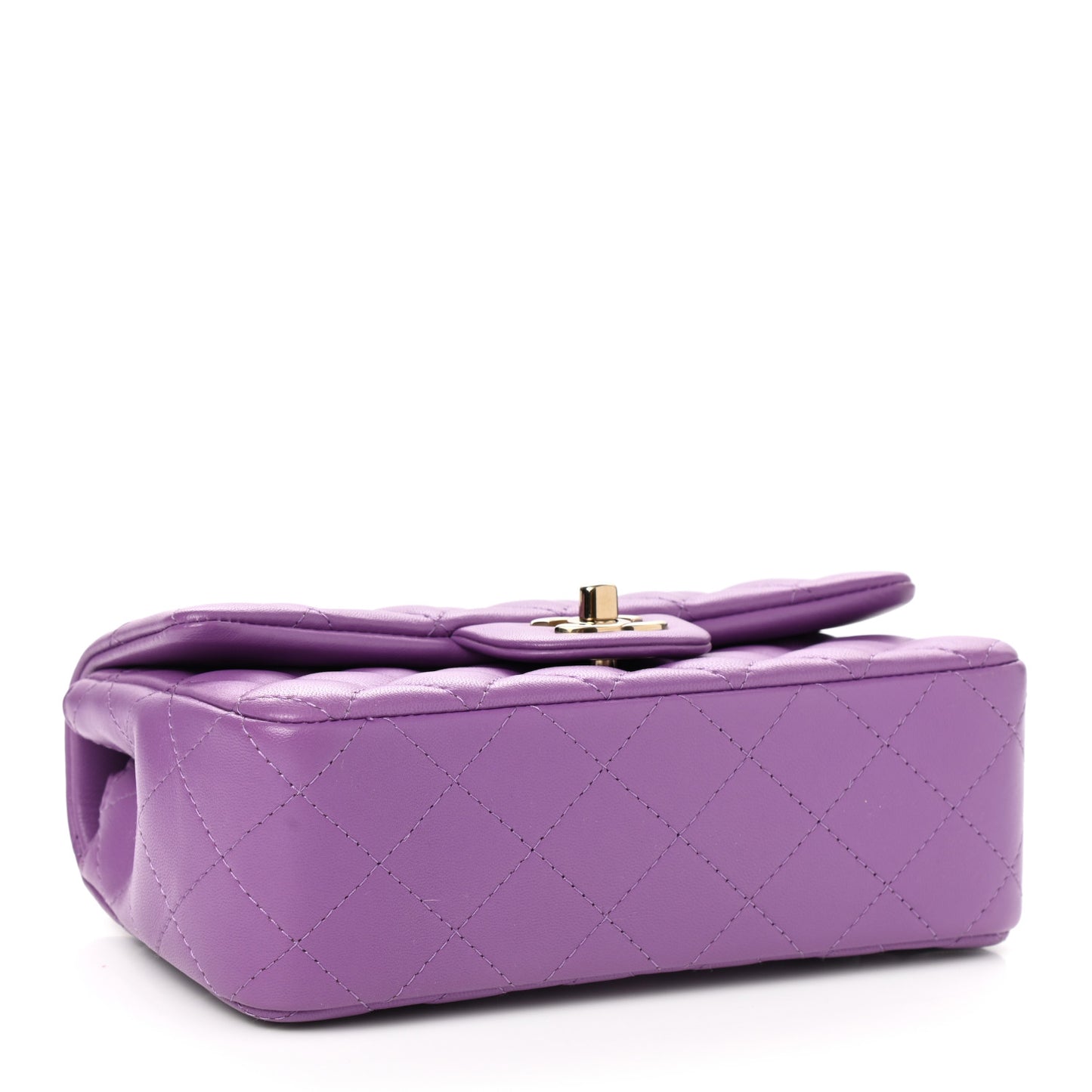Lambskin Quilted Mini Rectangular Flap Purple