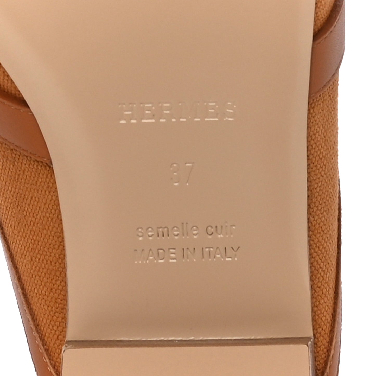 Cotton Canvas Calfskin Oz Mules 37 Naturel Beige Dore