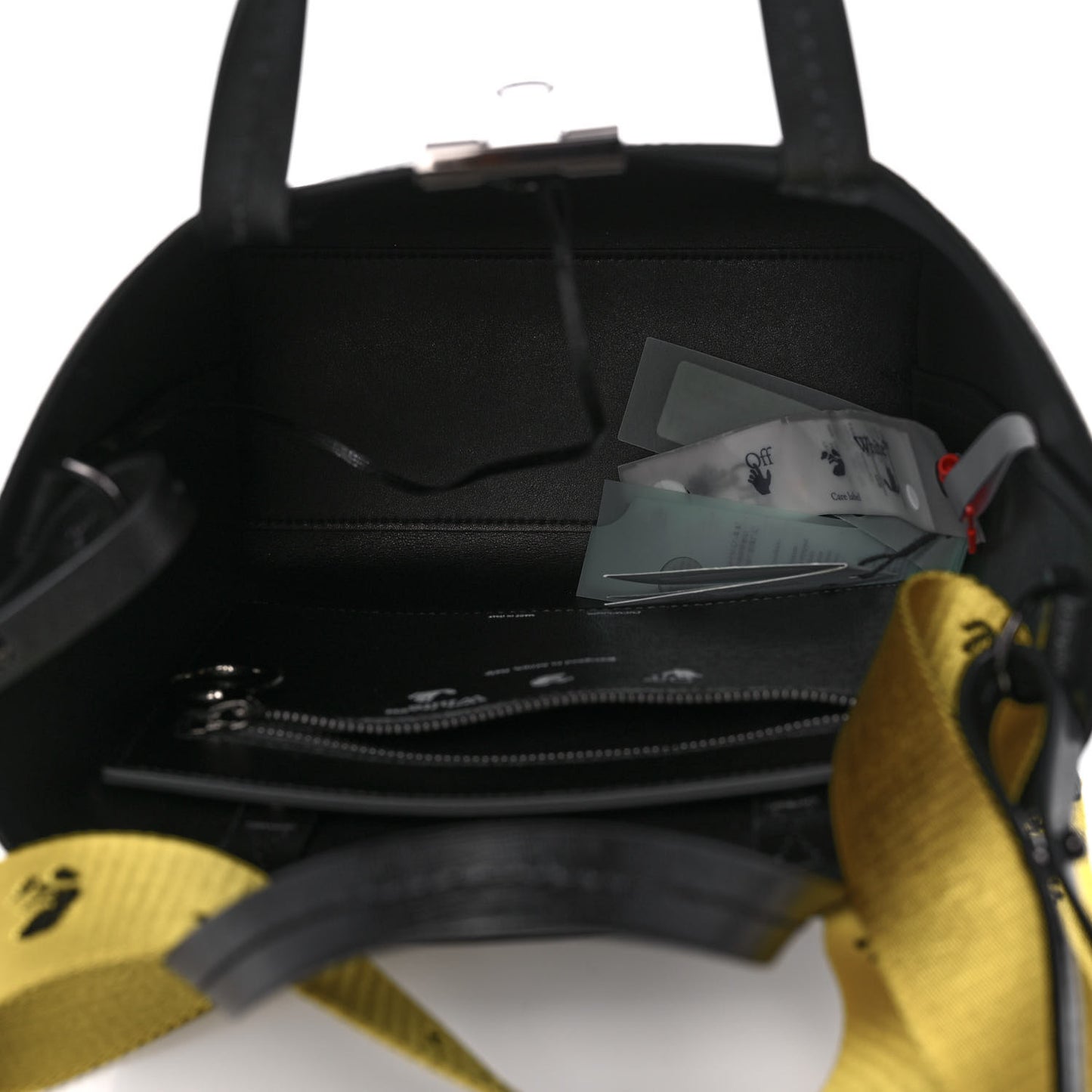 Saffiano Striped Diag Binder Crossbody Black White