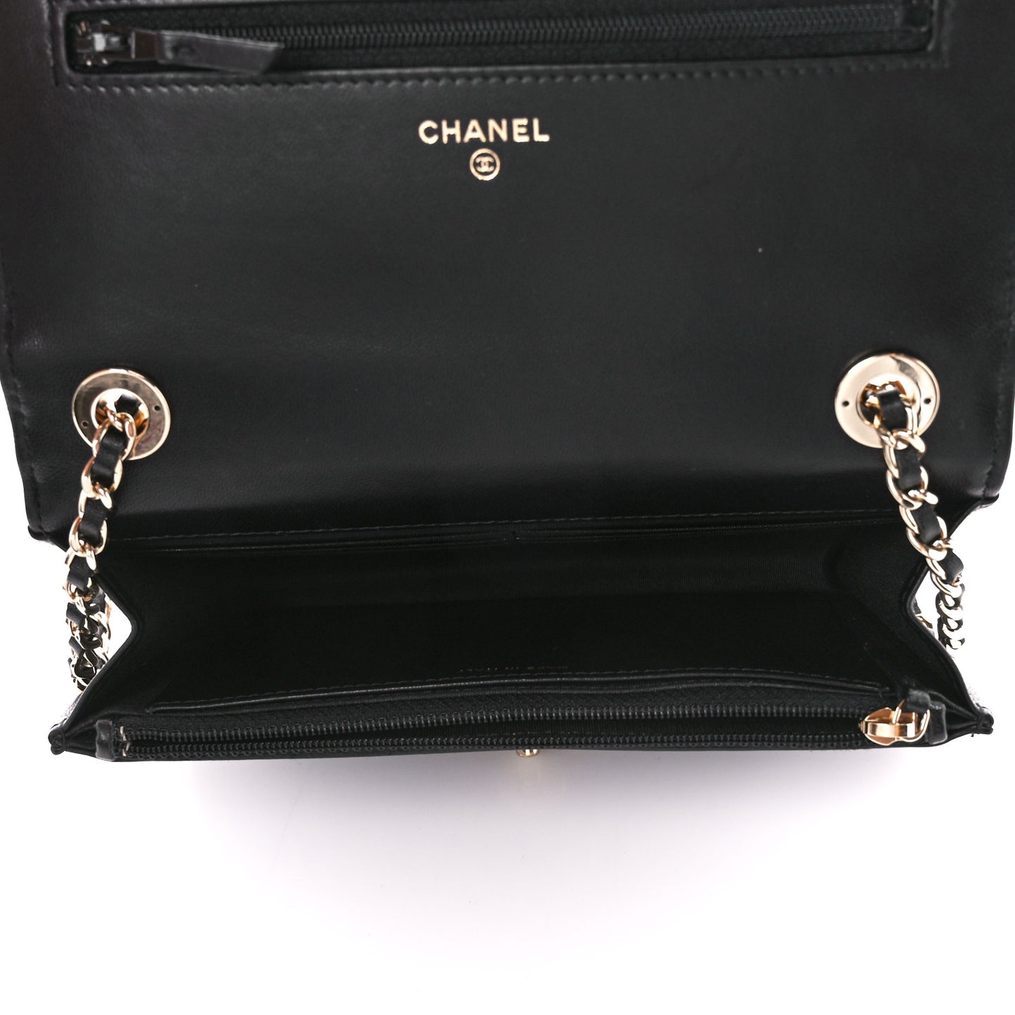 Lambskin Quilted Trendy CC Wallet On Chain WOC Black