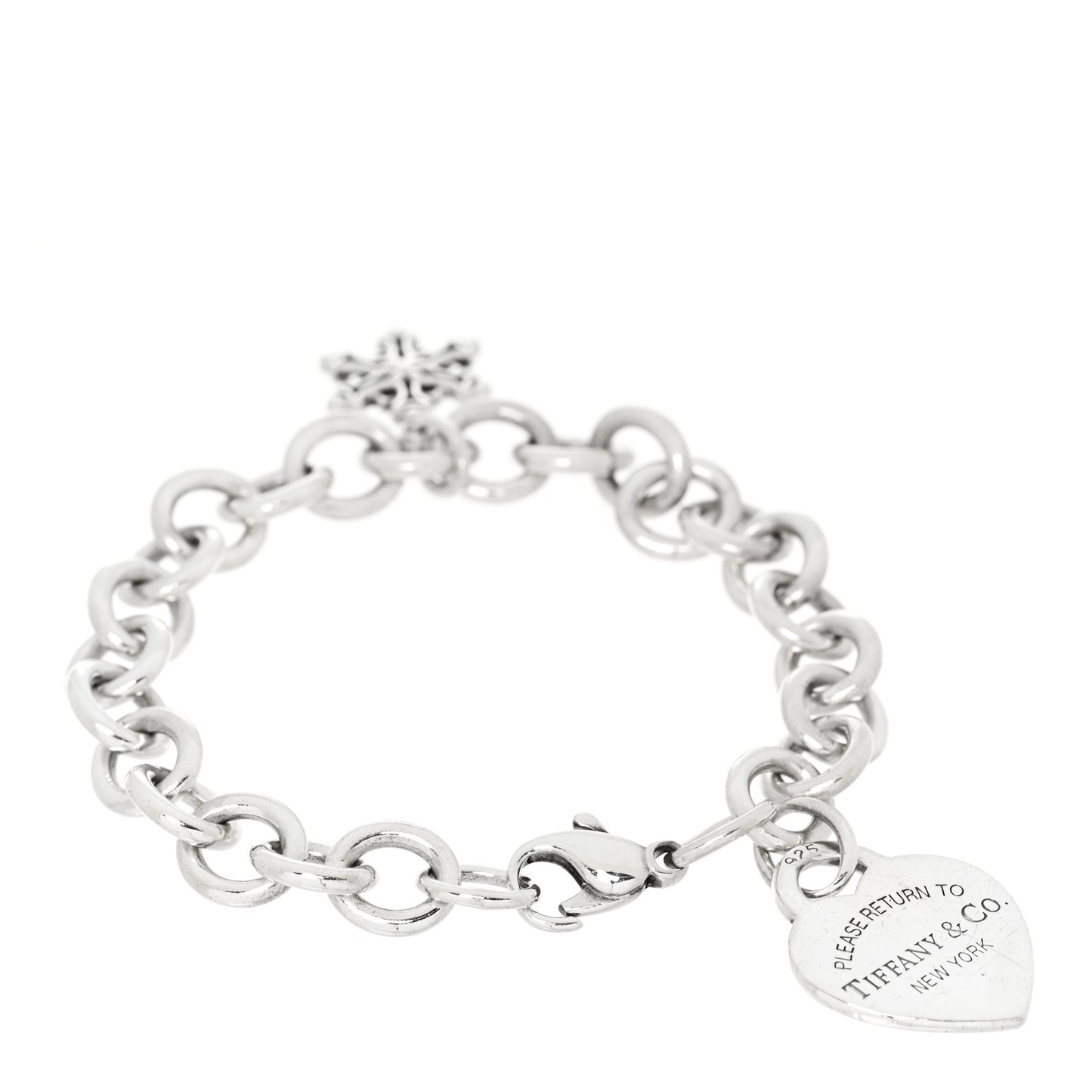 Sterling Silver Return to Tiffany Heart Tag Snowflake Charm Bracelet