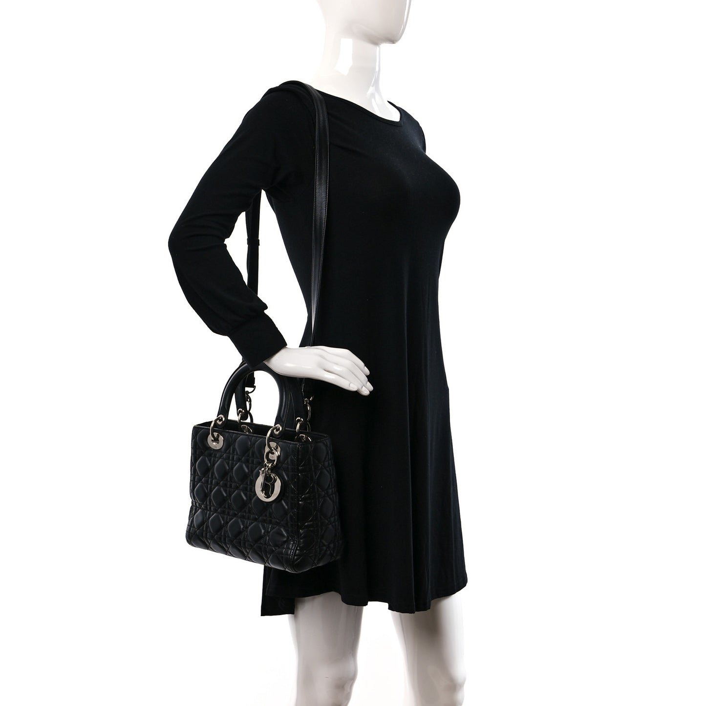 Lambskin Cannage Medium Lady Dior Black