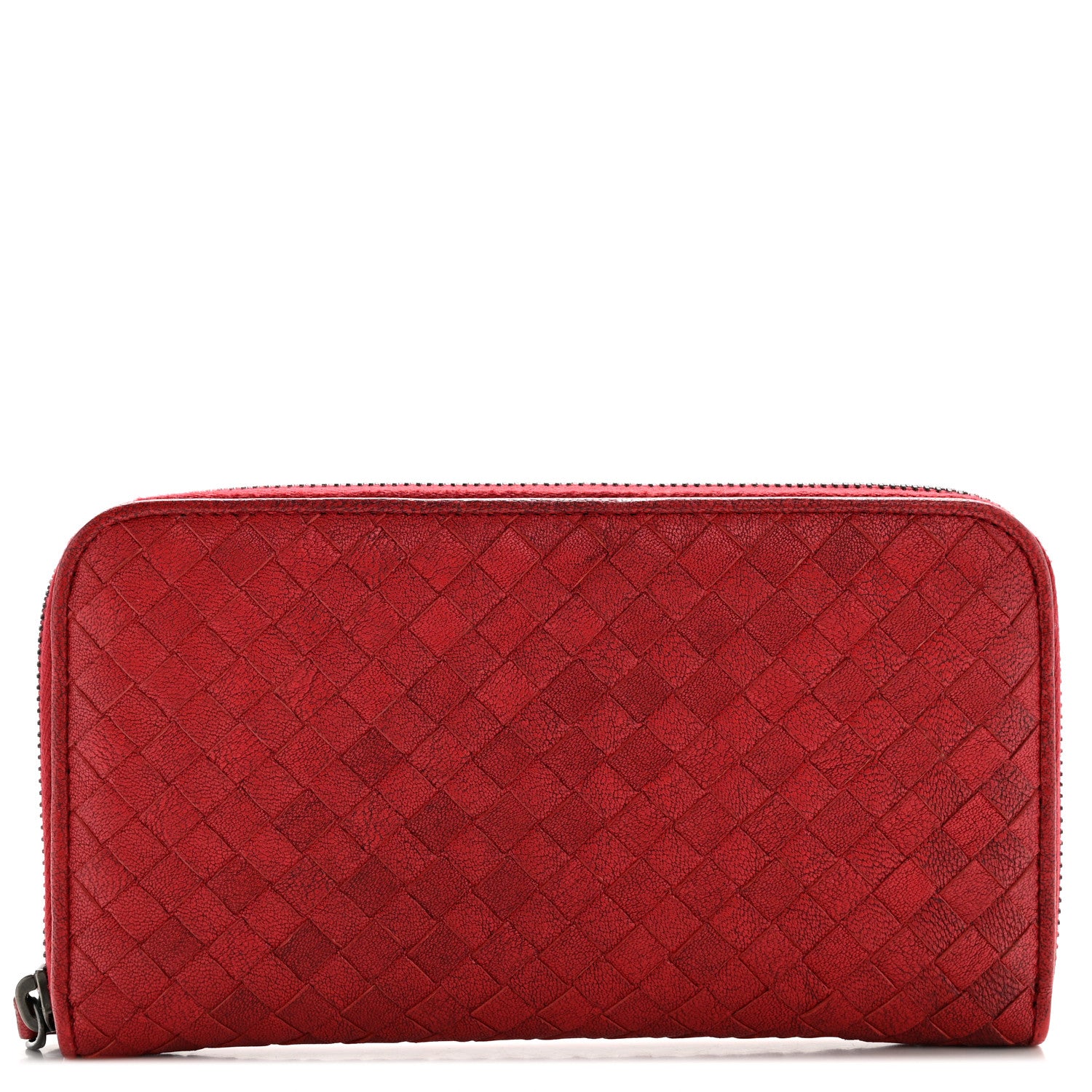 Bottega Veneta Nappa Intrecciato Zip Around Wallet Red Bottega Veneta Nappa Intrecciato Zip Around Wallet Red