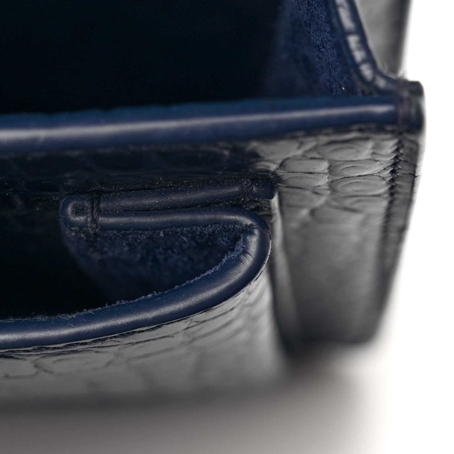 Calfskin Crocodile Embossed Medium Monogram Sunset Navy