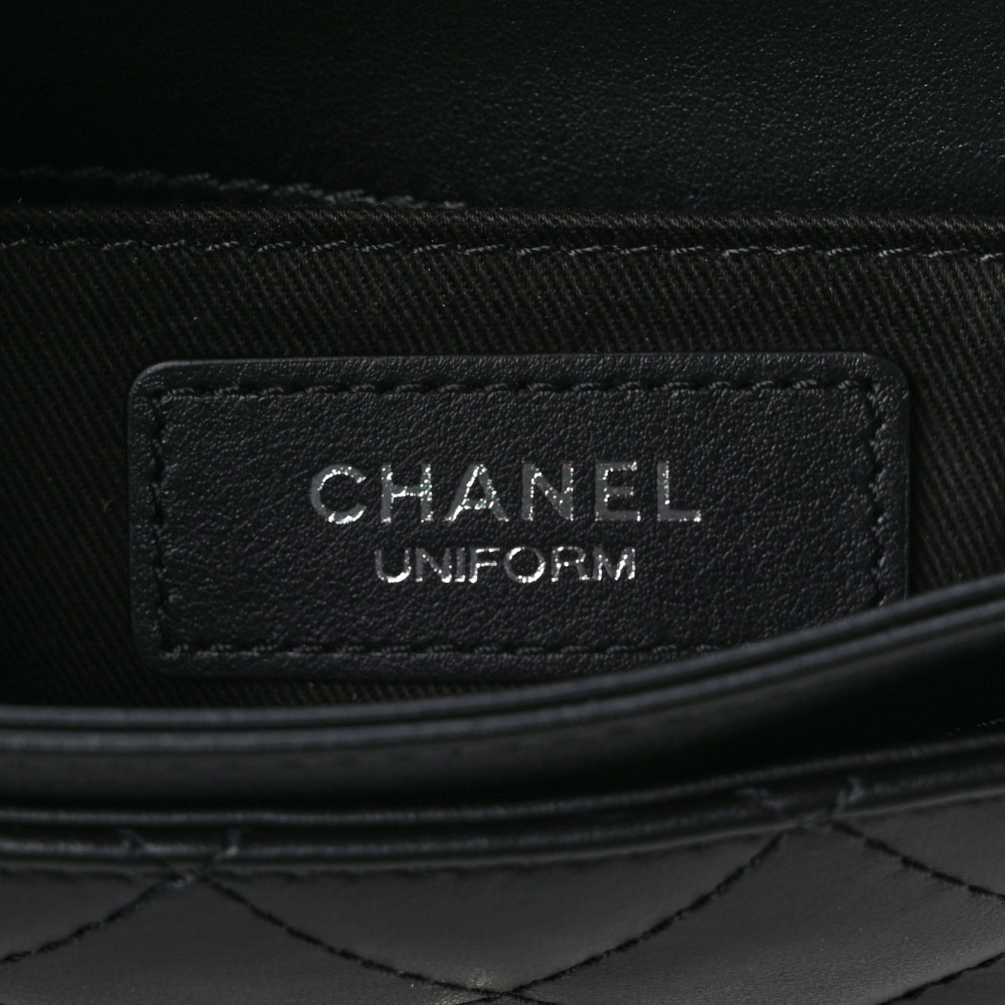 Calfskin Quilted CC Uniform Flap Belt Bag Black