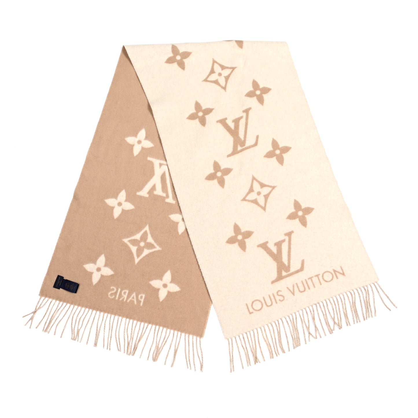 Wool Cashmere Monogram Daily LV Scarf Beige White