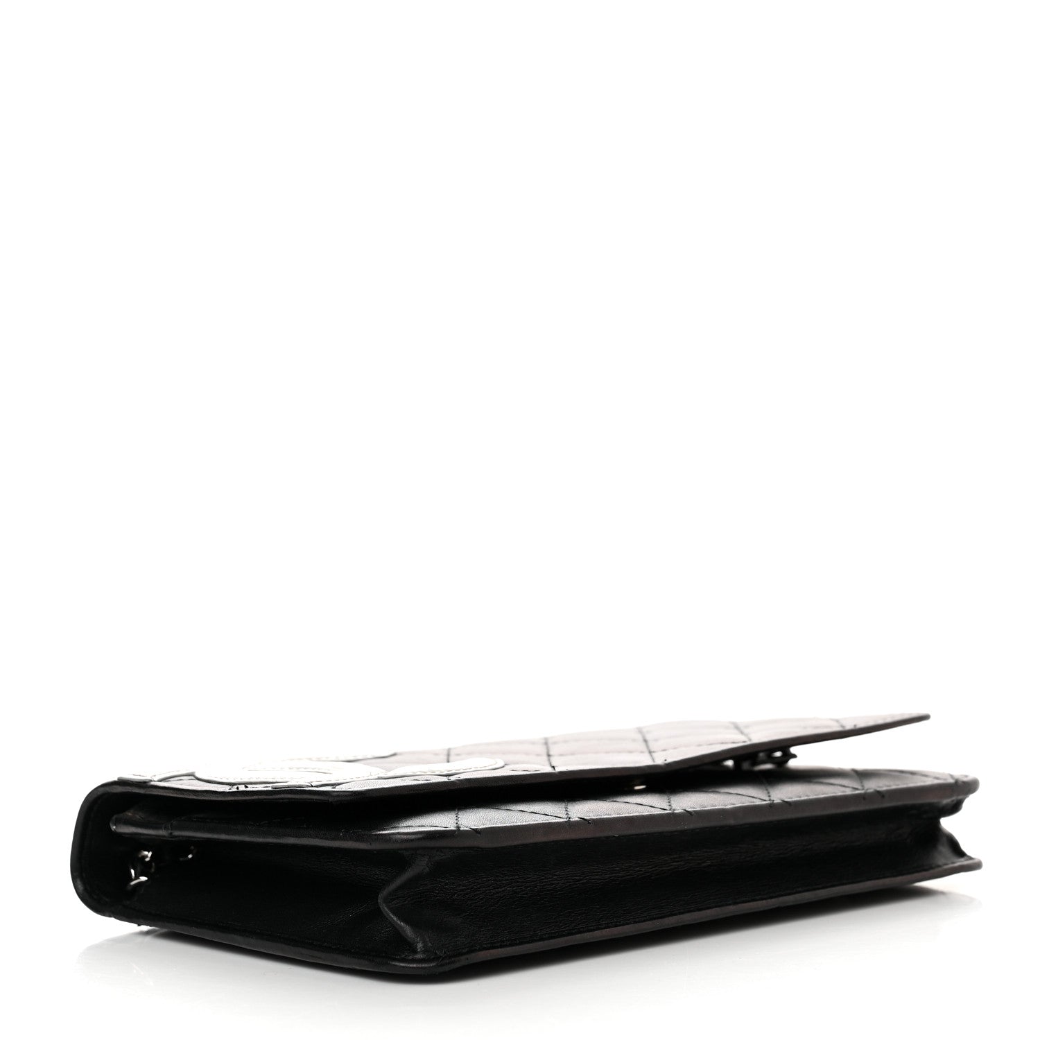 Chanel Calfskin Quilted Cambon Wallet on Chain WOC Black White 4 of 14