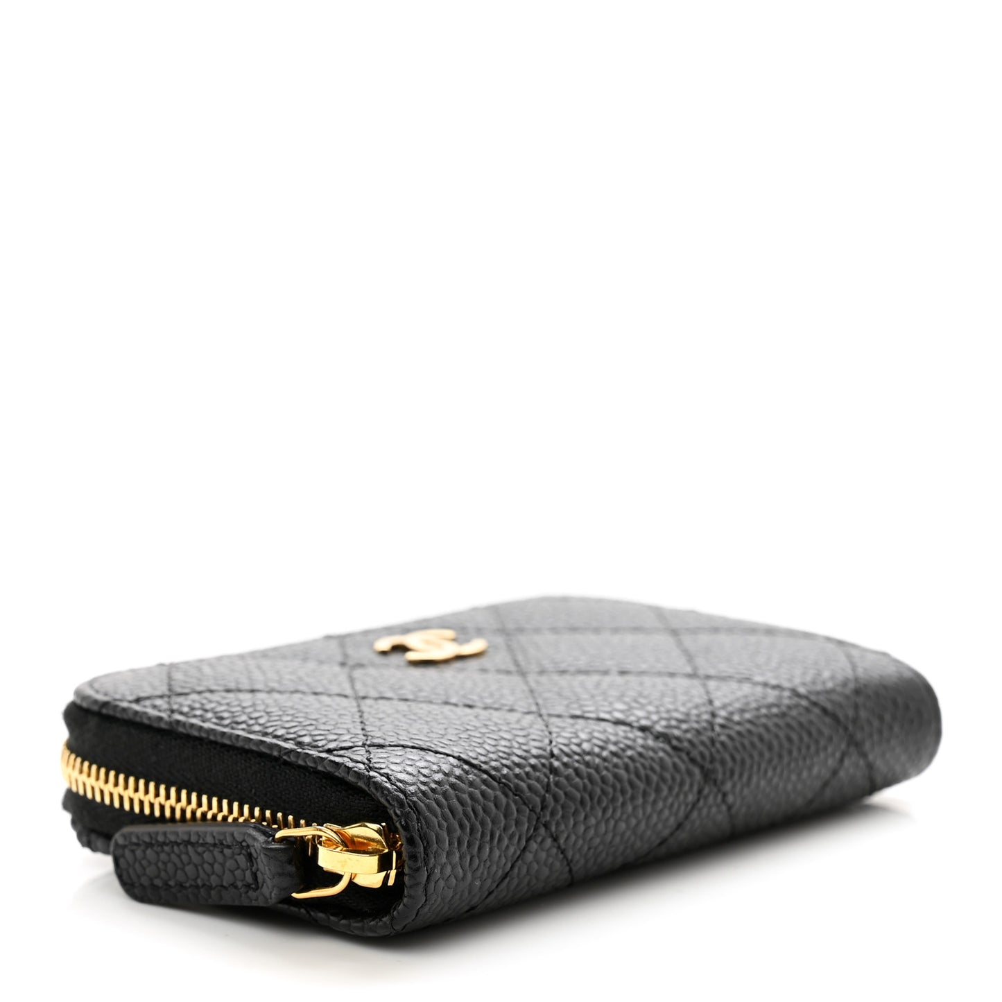 Caviar Quilted Zip Coin Purse Black